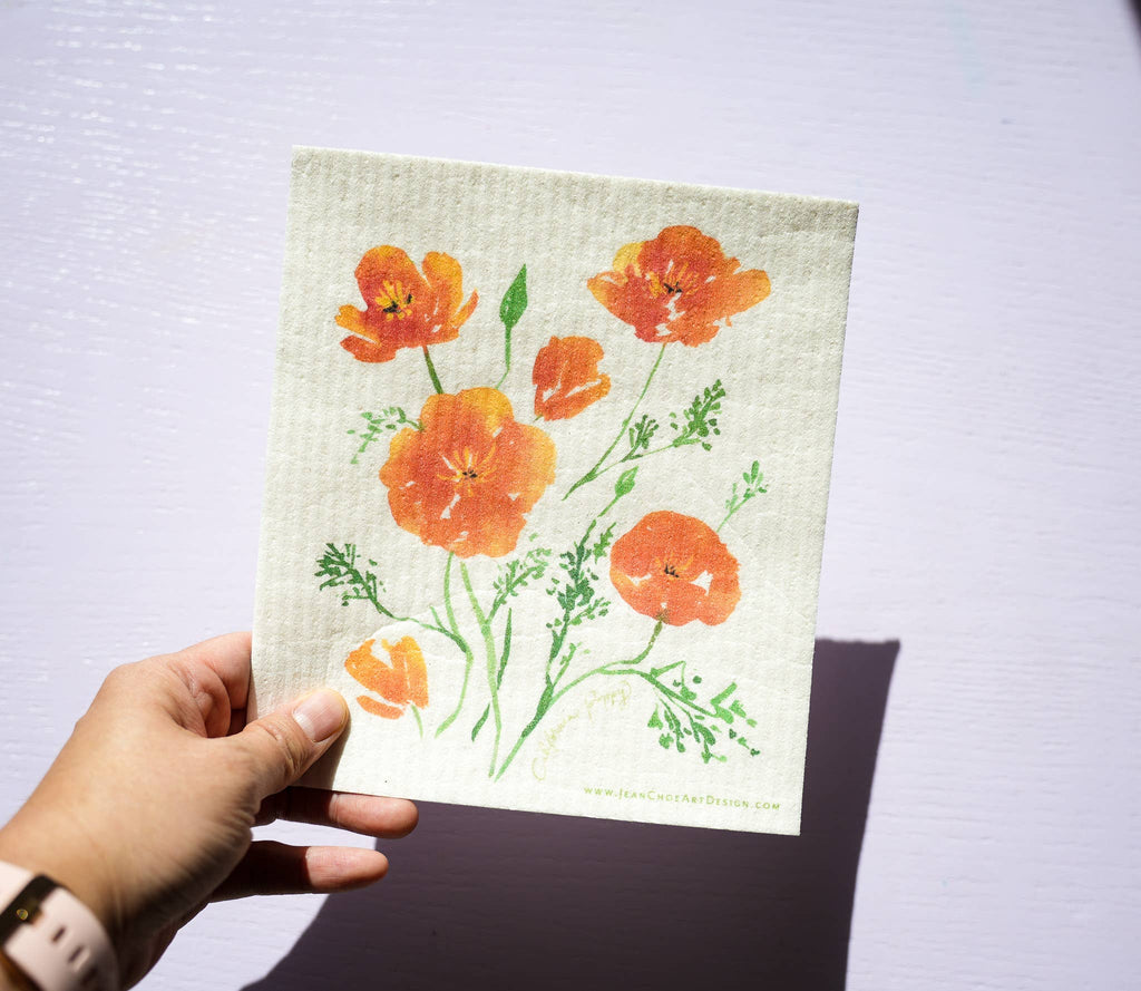 Swedish Dishcloth- California Poppy (Single)