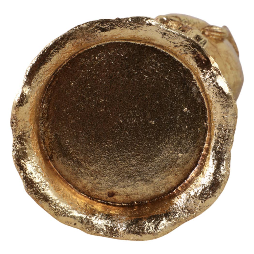 Resin Decorative Bowl On Elephant Trunk - Gold, 6 in.