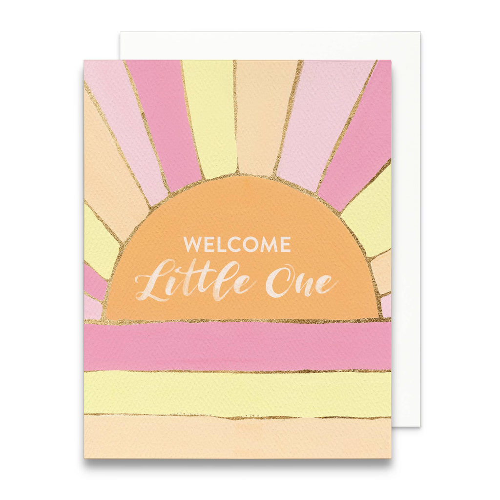 Welcome Little One Retro Sun Greeting Card | Baby Shower