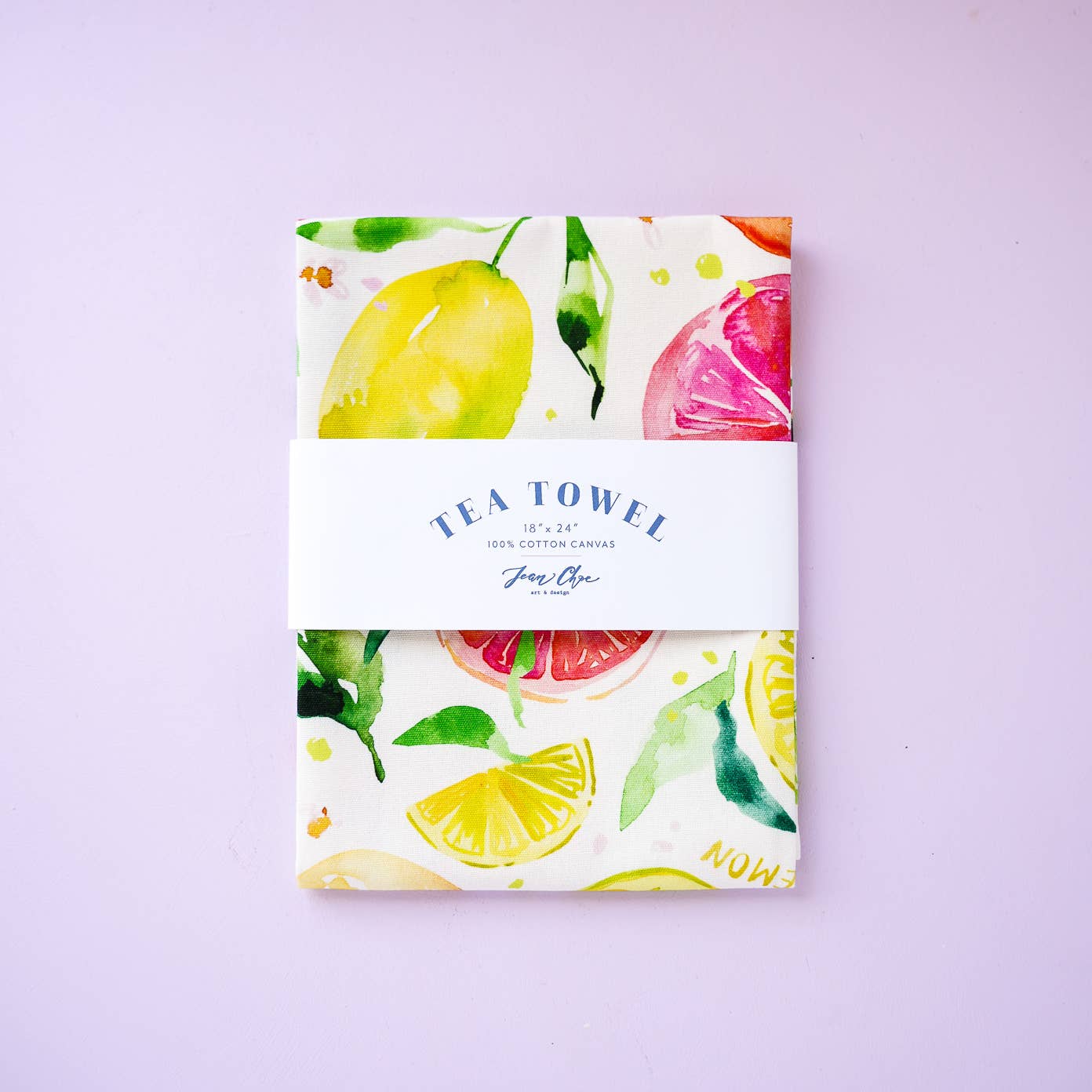 Citrus Party Tea Towel. Lemon Fruit Watercolor Kitchen Towel