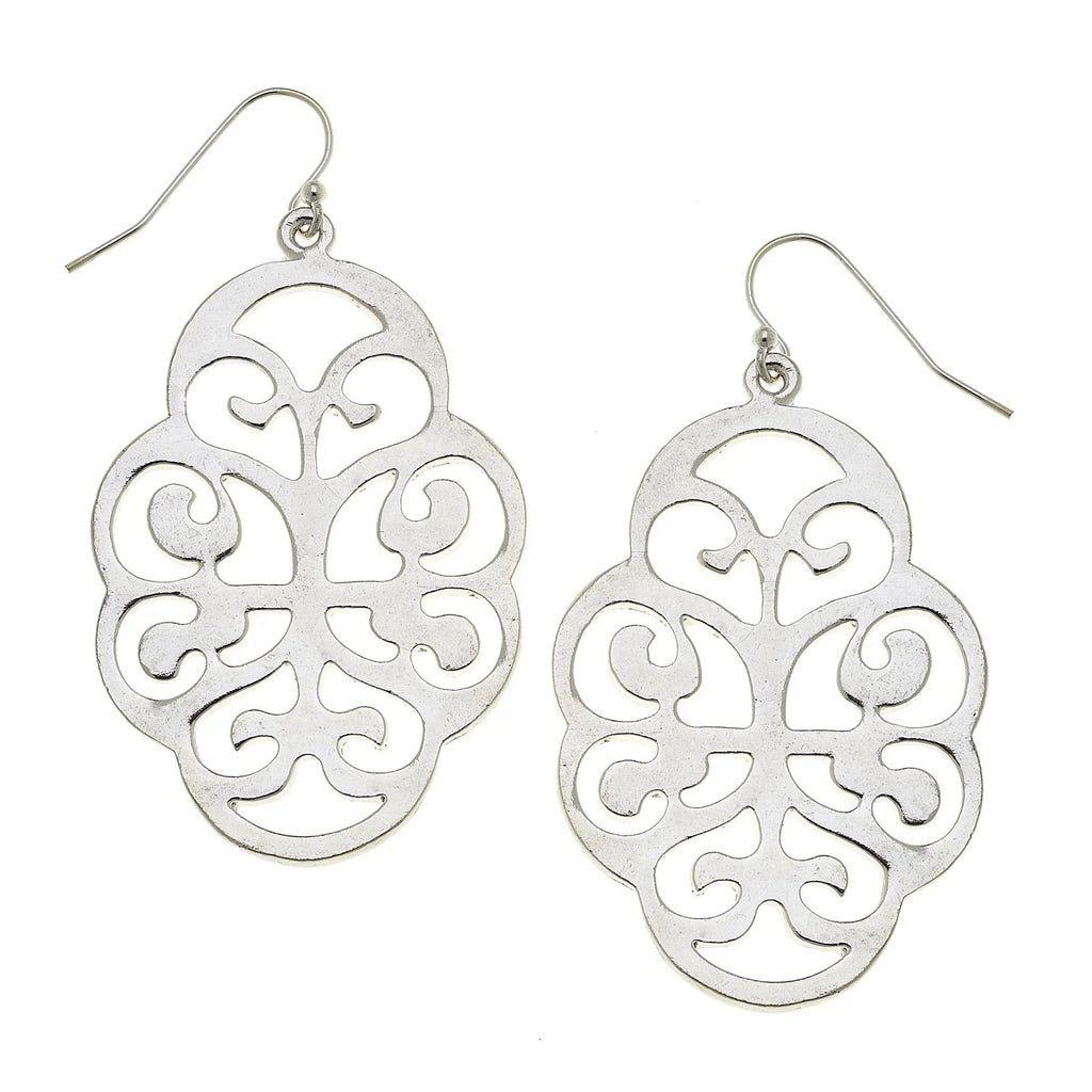 Leaf Cut Out Earrings – Silver