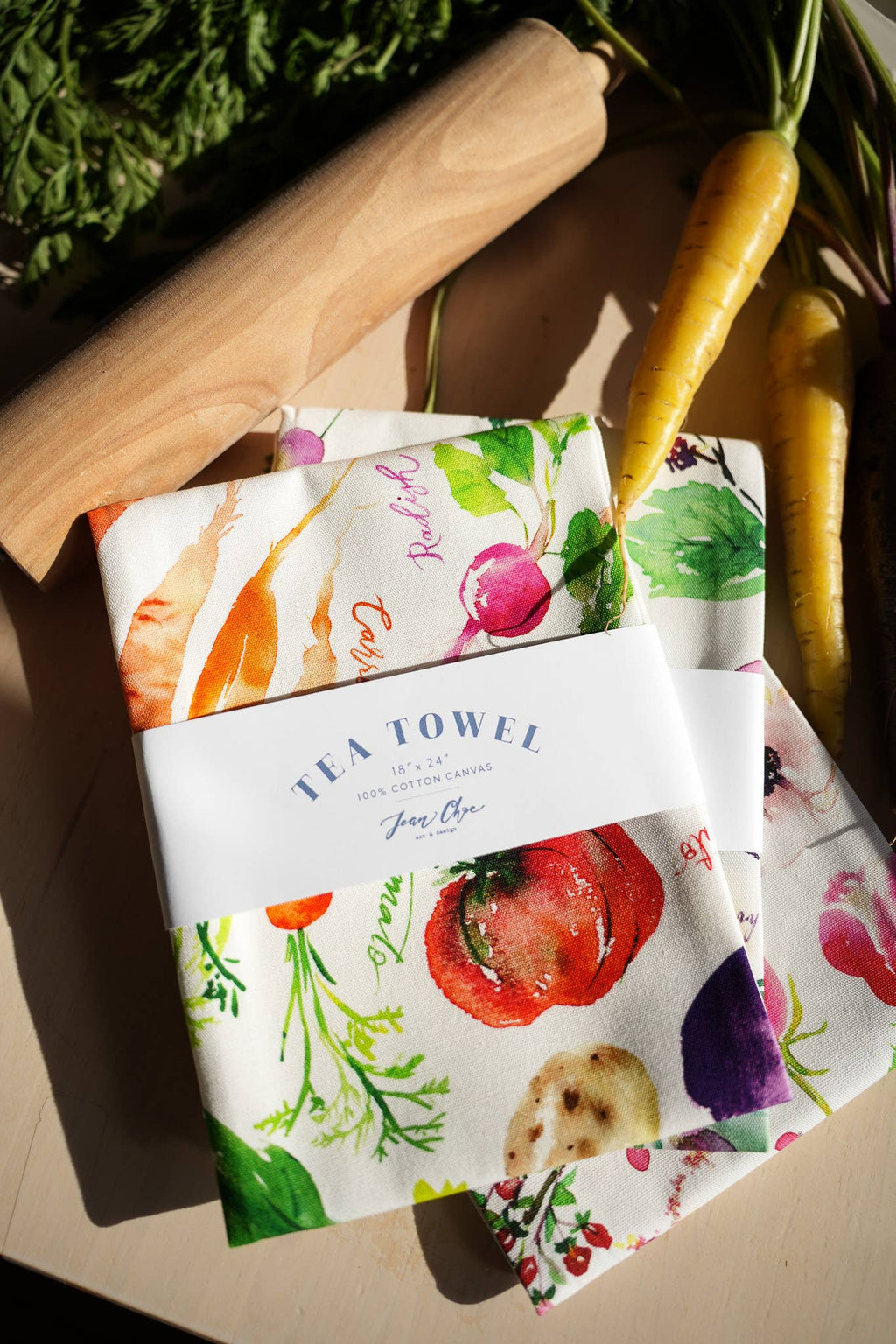 Vegetable Medley Tea Towel. Watercolor Veggie Kitchen Towel.