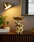 Resin Decorative Bowl On Elephant Trunk - Gold, 6 in.