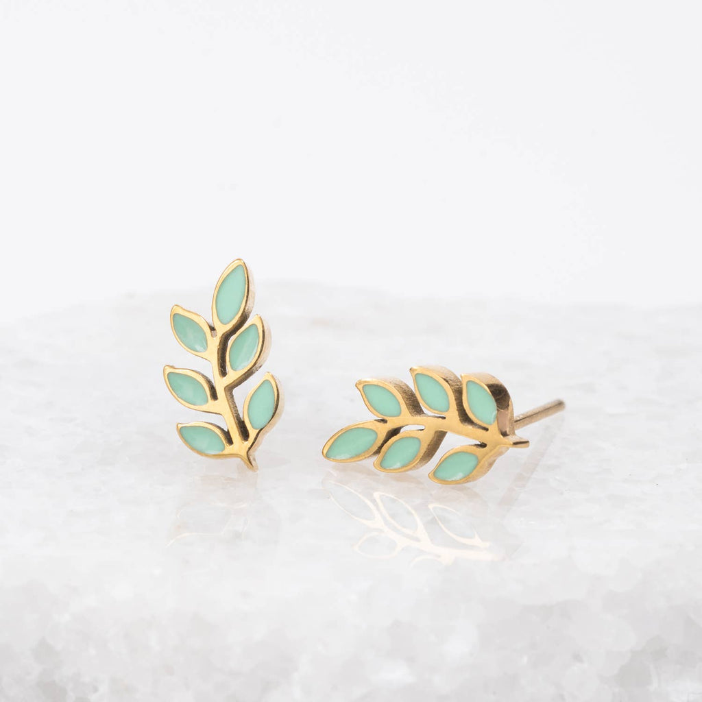 Rowen Leaf Stud Earrings