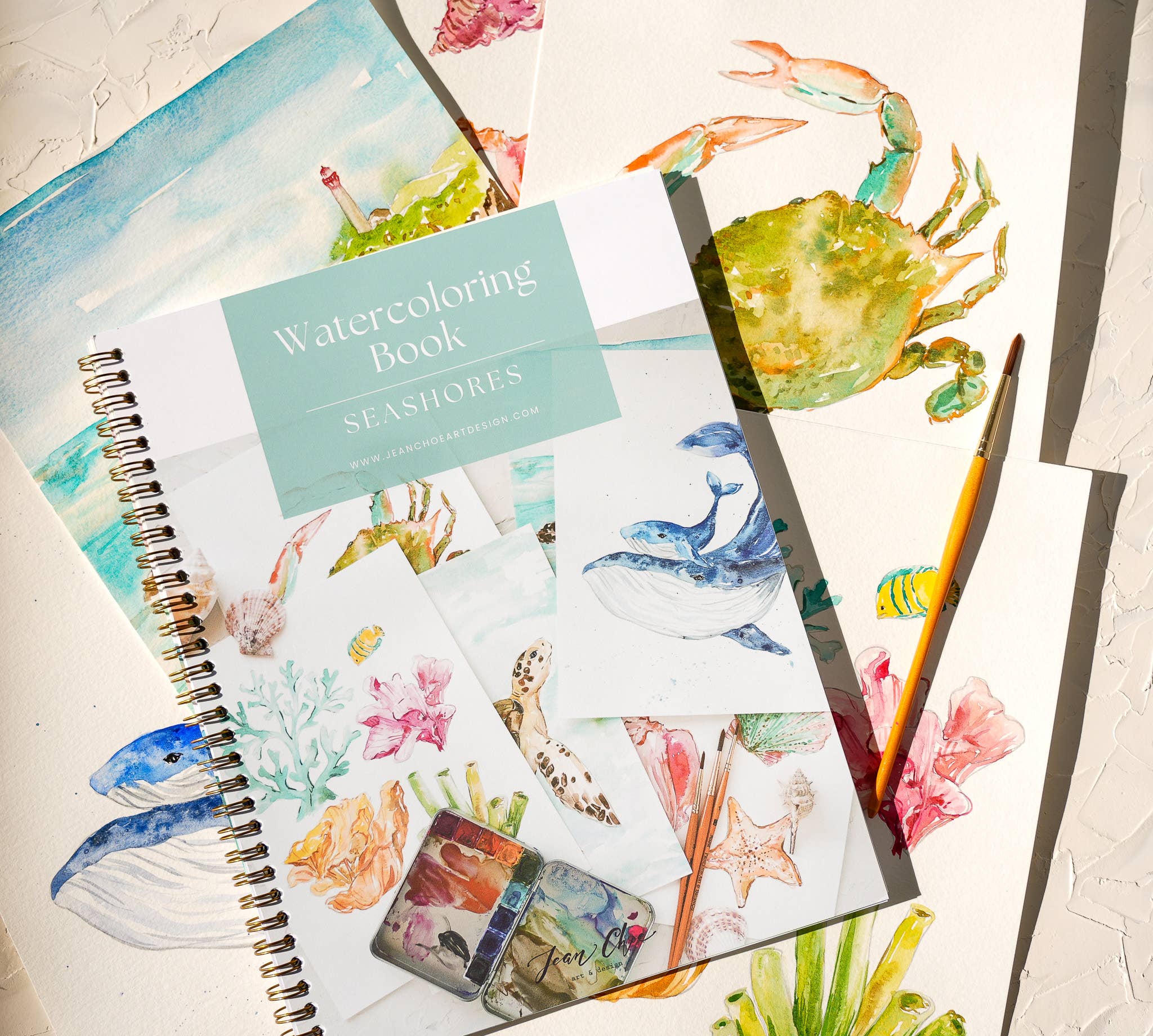 Watercolor Workbook: Seashores & Ocean Outlined Designs