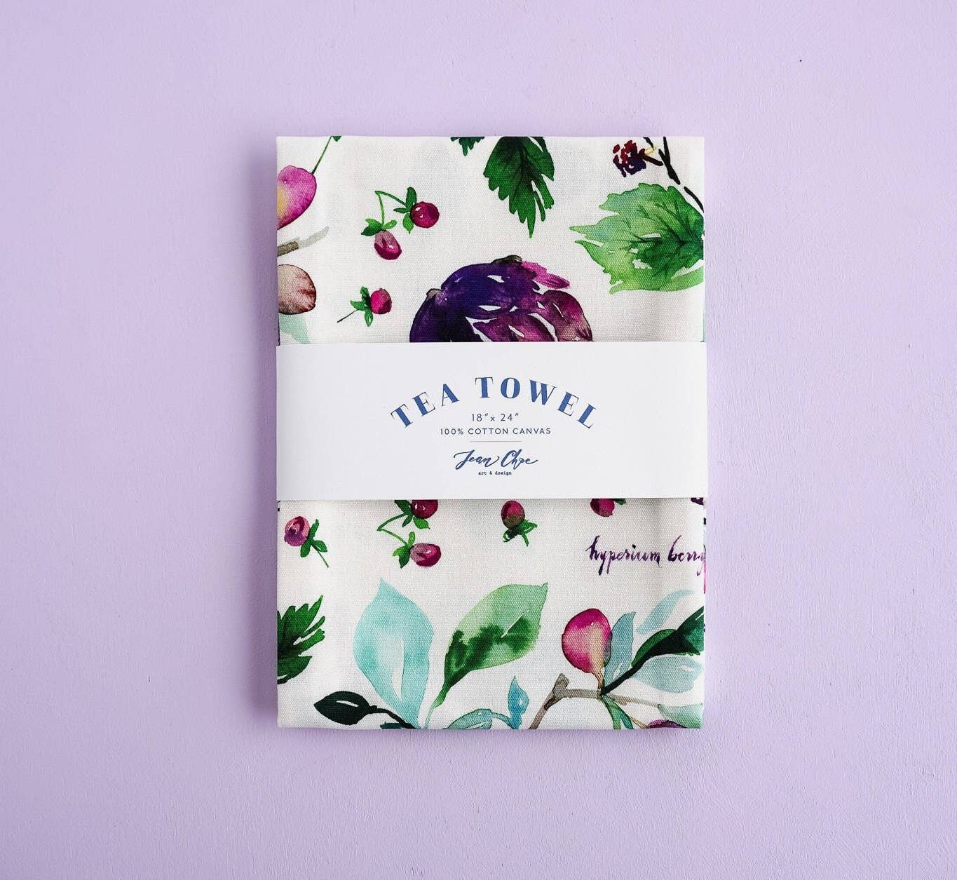 Botanical Rainbow (Purple) Tea Towel. Floral Kitchen Towel.