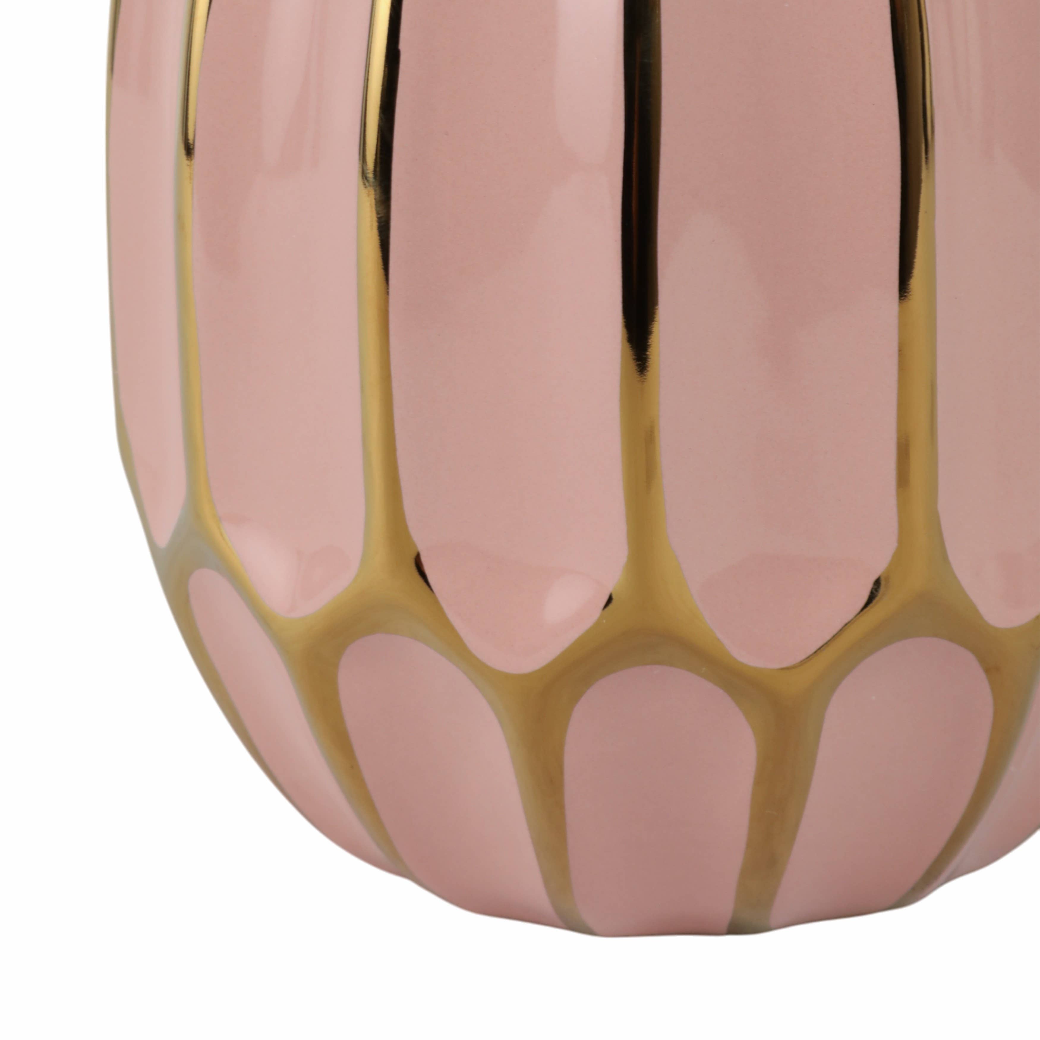 Pink Ceramic Striped Blush Vase - 8 in.