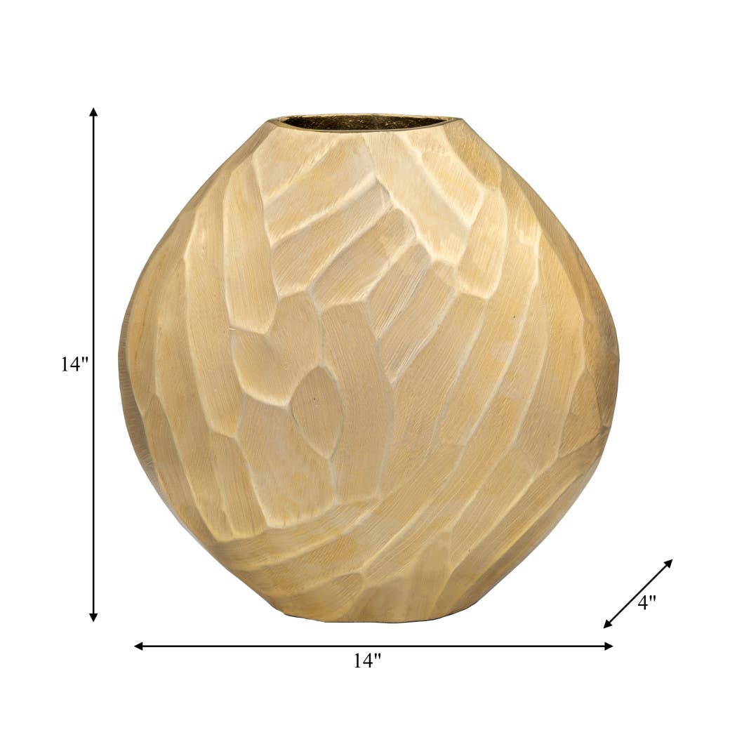 Hammered Metal Decorative Vase - Gold, 14 in.