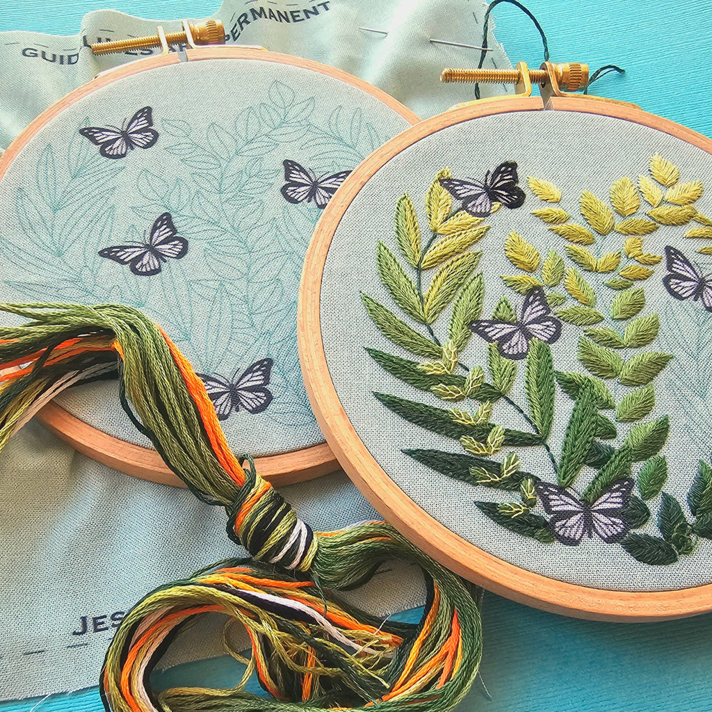 "Love Grows" butterfly hand embroidery kit
