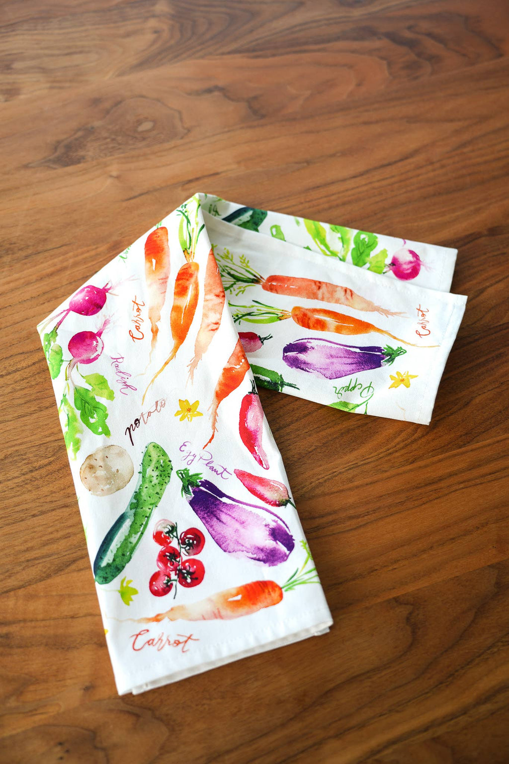 Vegetable Medley Tea Towel. Watercolor Veggie Kitchen Towel.