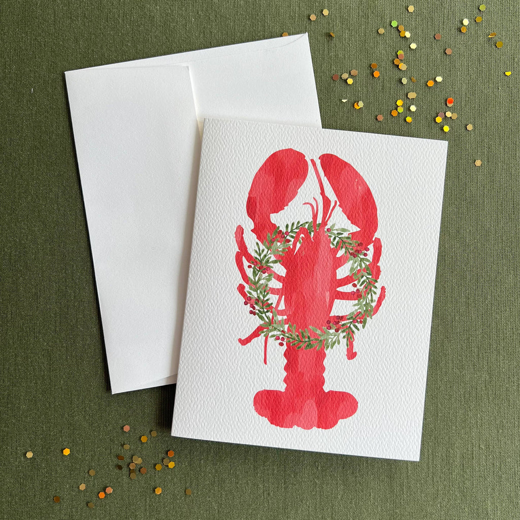 Holiday Lobster Greeting Card | Coastal Christmas Card