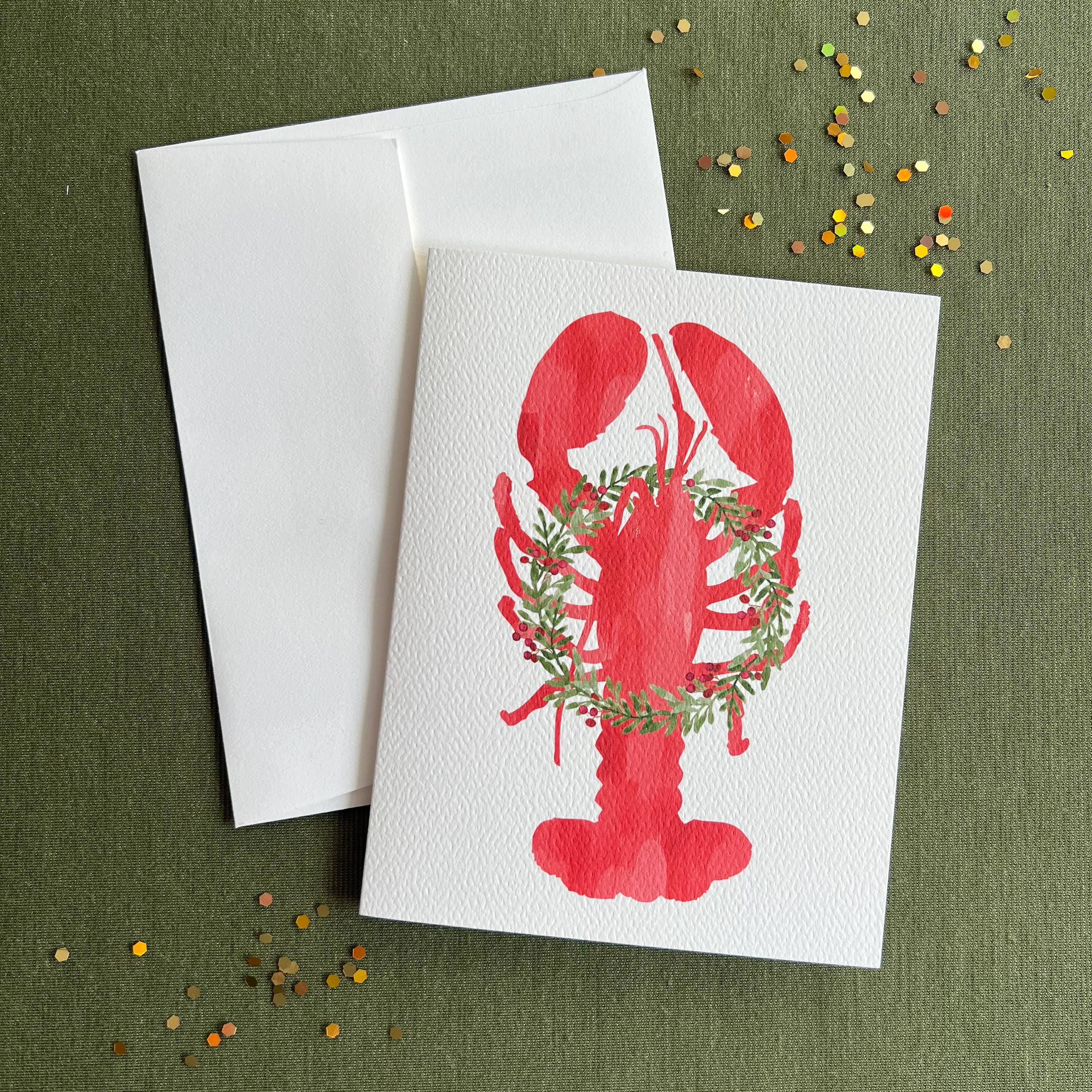 Holiday Lobster Greeting Card | Coastal Christmas Card