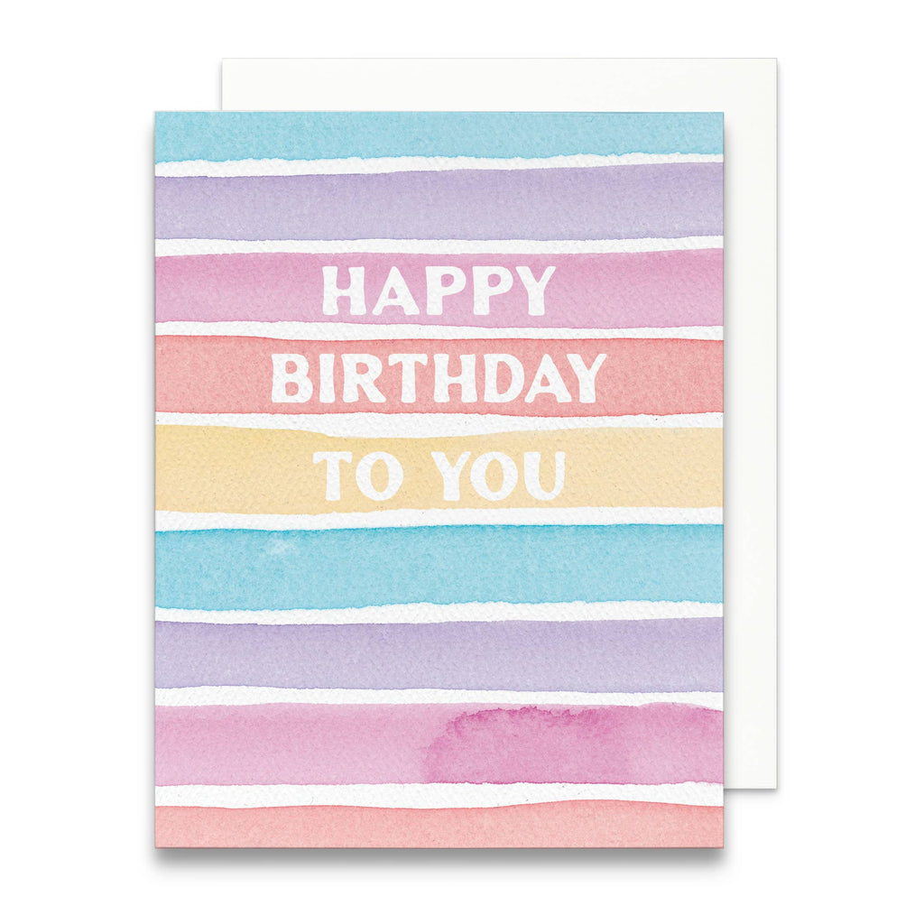 Rainbow Stripes Happy Birthday To You Greeting Card