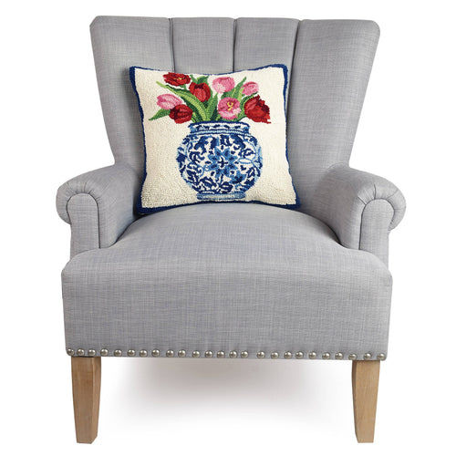 Chinoiserie Vase with Tulips| Hook Pillow|Sally Eckman Roberts
