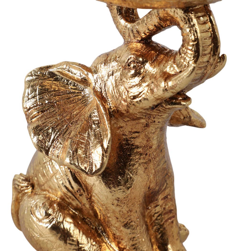 Resin Decorative Bowl On Elephant Trunk - Gold, 6 in.
