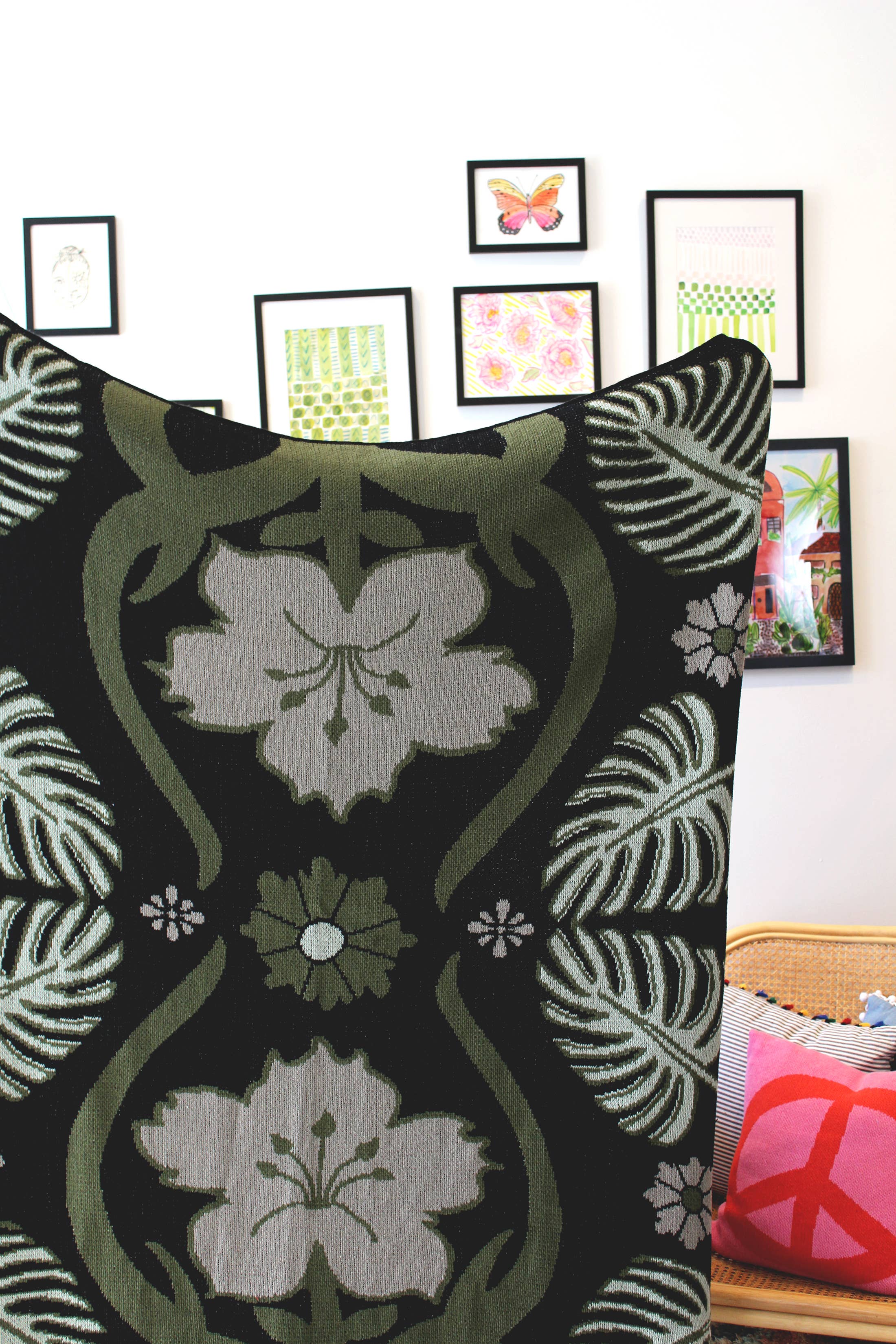 Tropical Art Deco Knit Throw Blanket