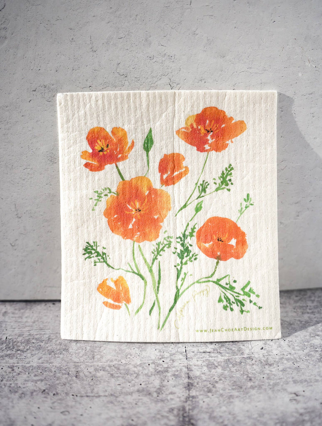 Swedish Dishcloth- California Poppy (Single)