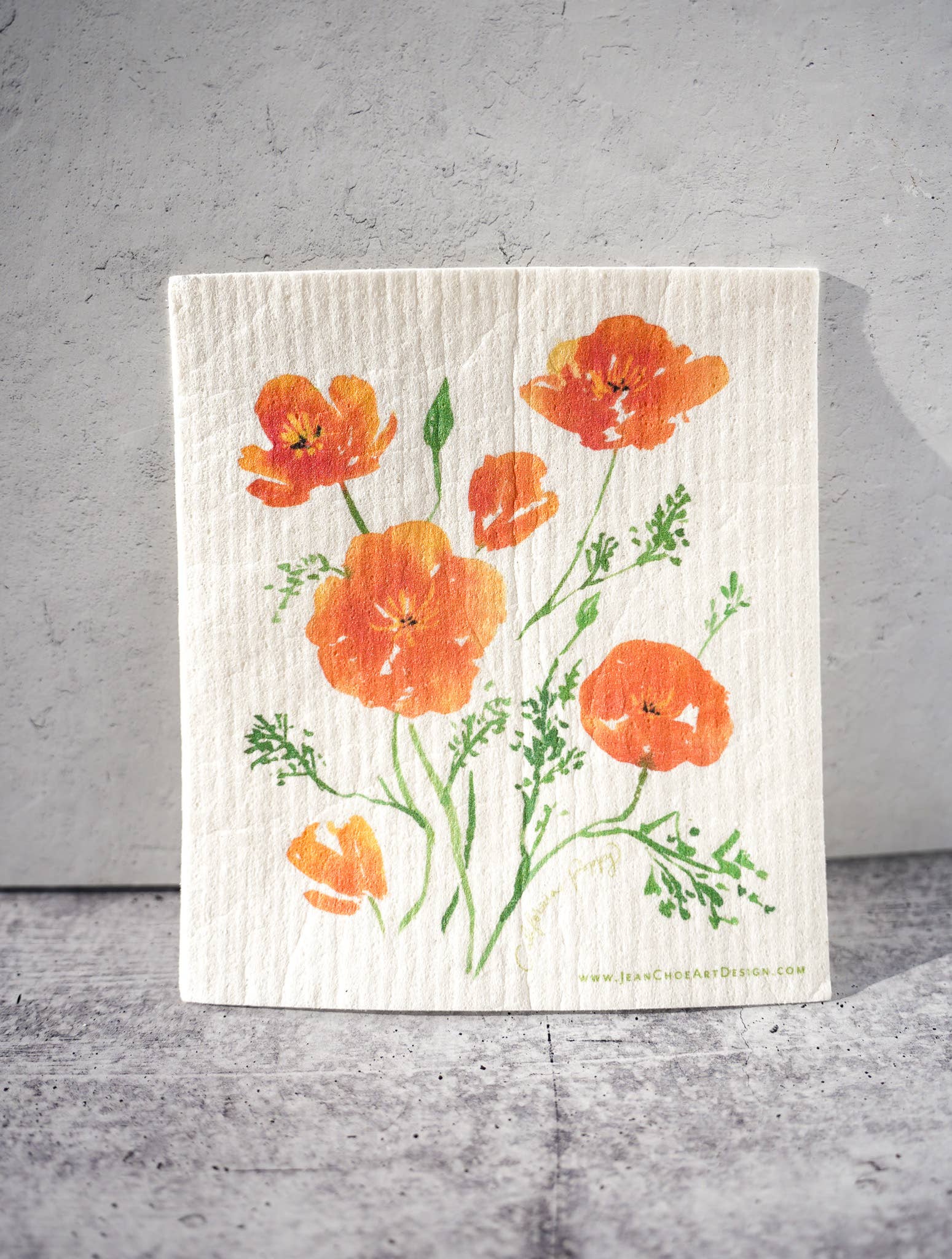 Swedish Dishcloth- California Poppy (Single)