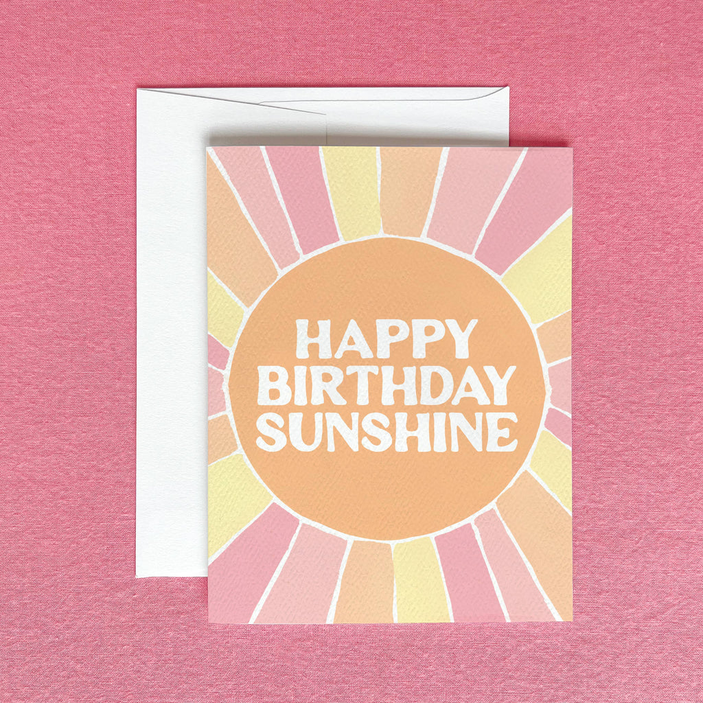 Happy Birthday Sunshine Greeting Card | Retro Sun Birthday