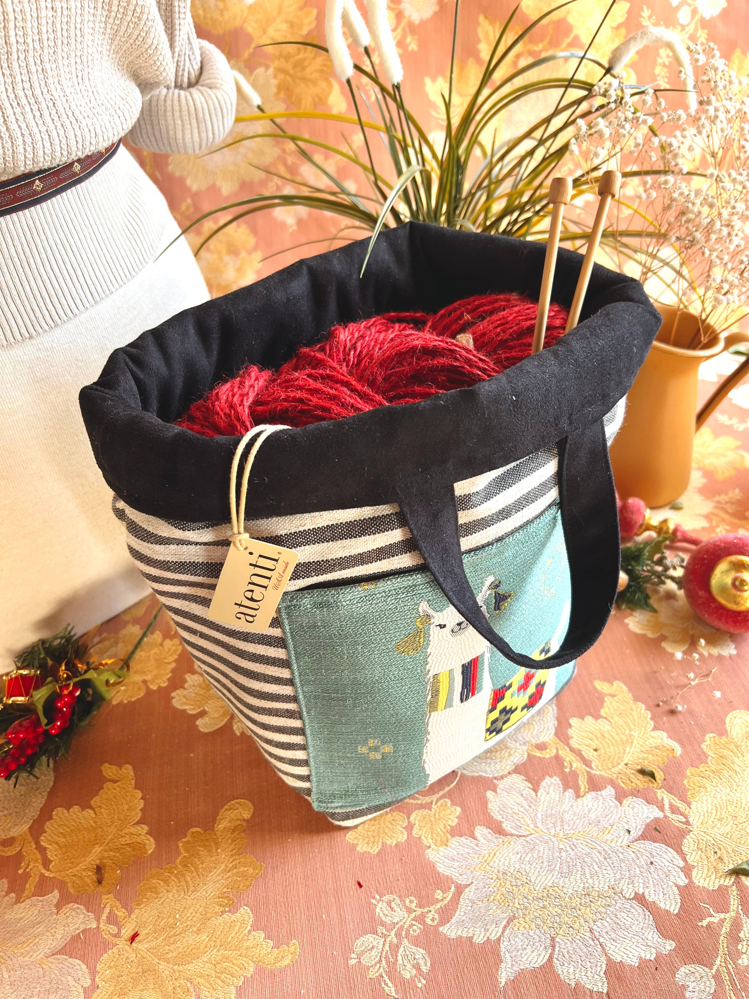 Knitting and Crochet Organizer Project Bag: Mamallama Hope Basket