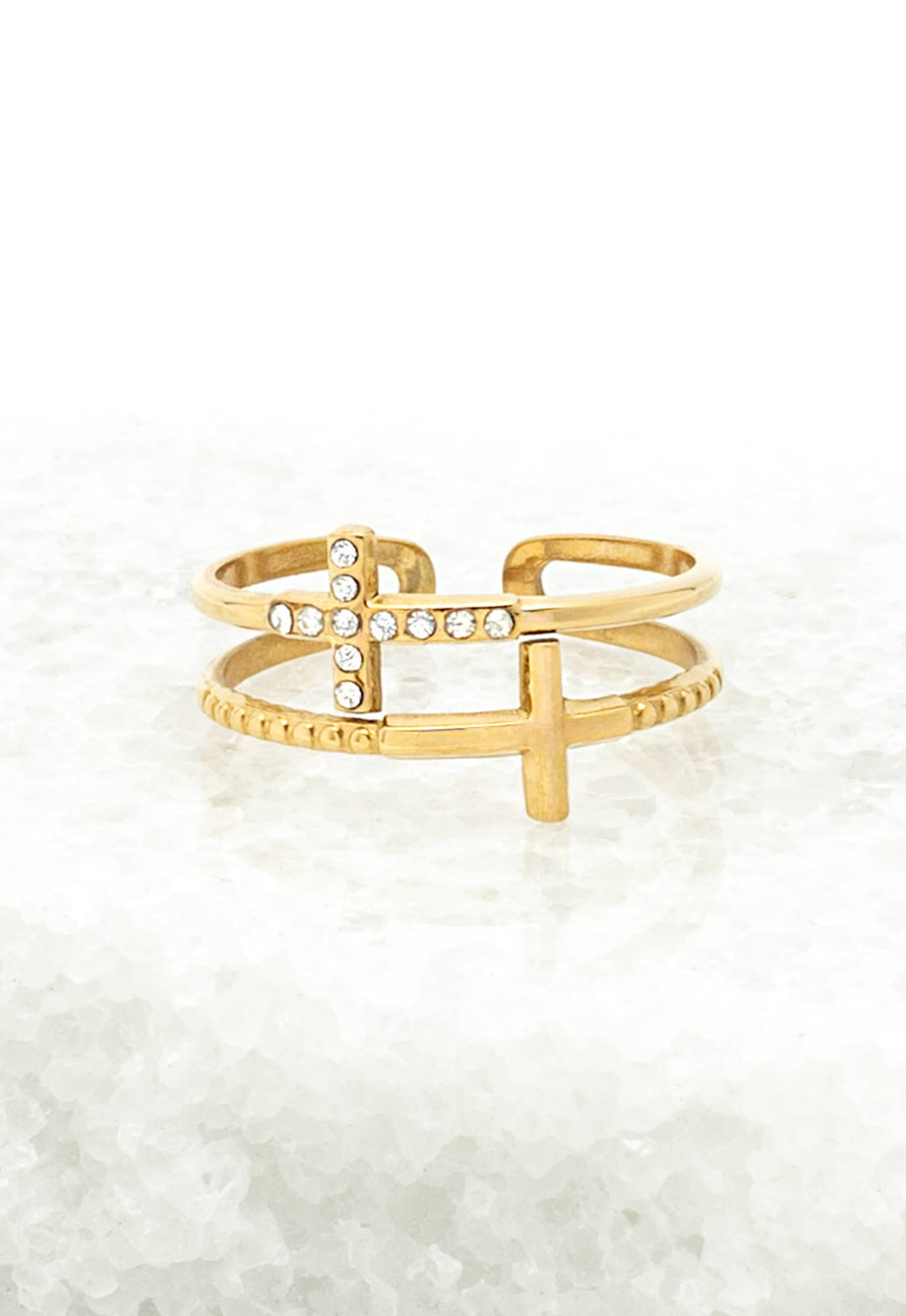 Golden Cross Serenity Ring