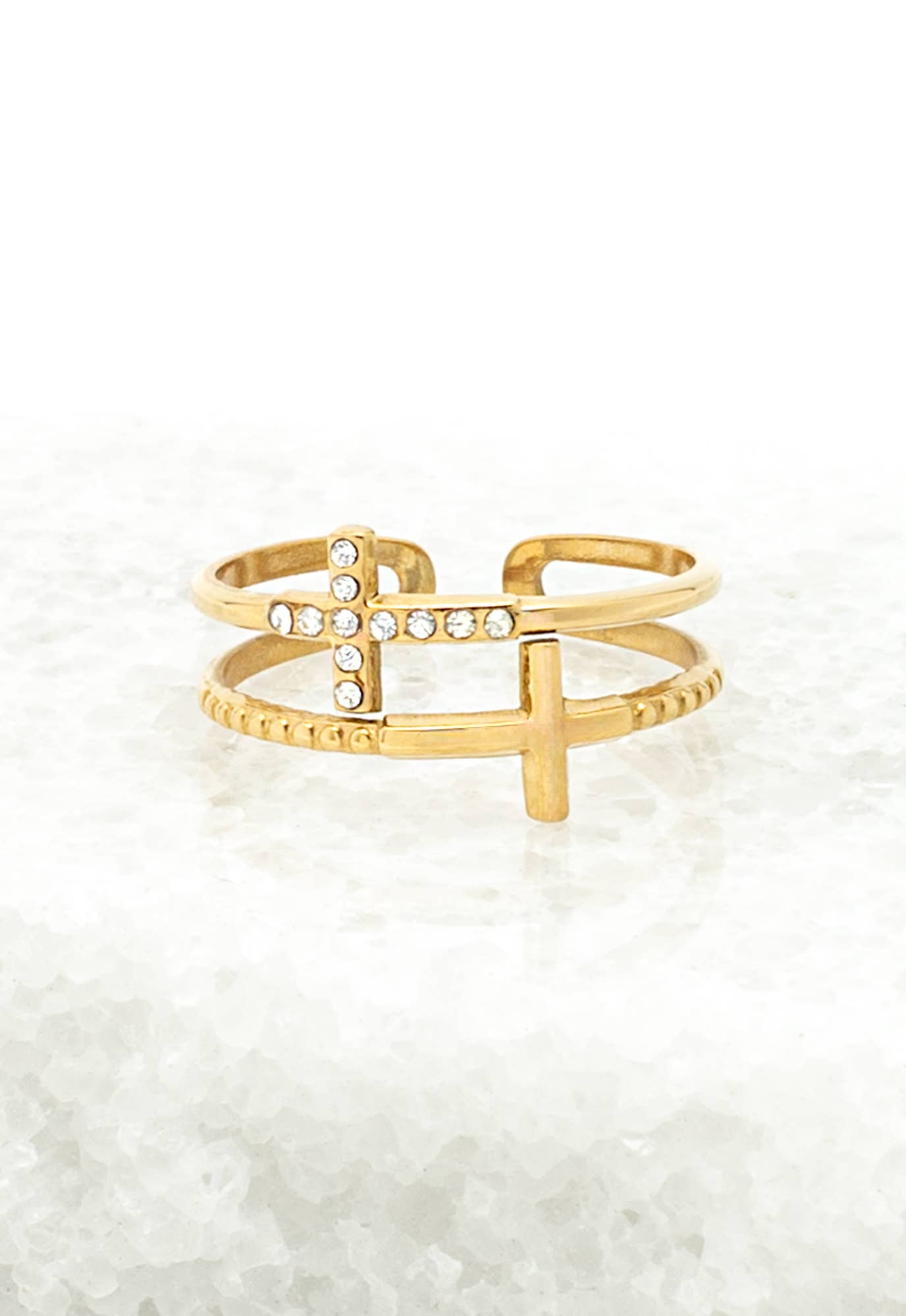 Golden Cross Serenity Ring