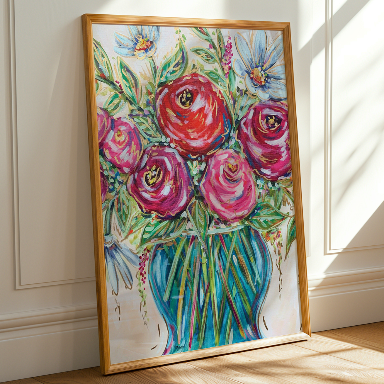 Floral Art Print, Preppy Art, Dopamine Decor, Trendy Colorful Wall Poster, Maximalist Eclectic