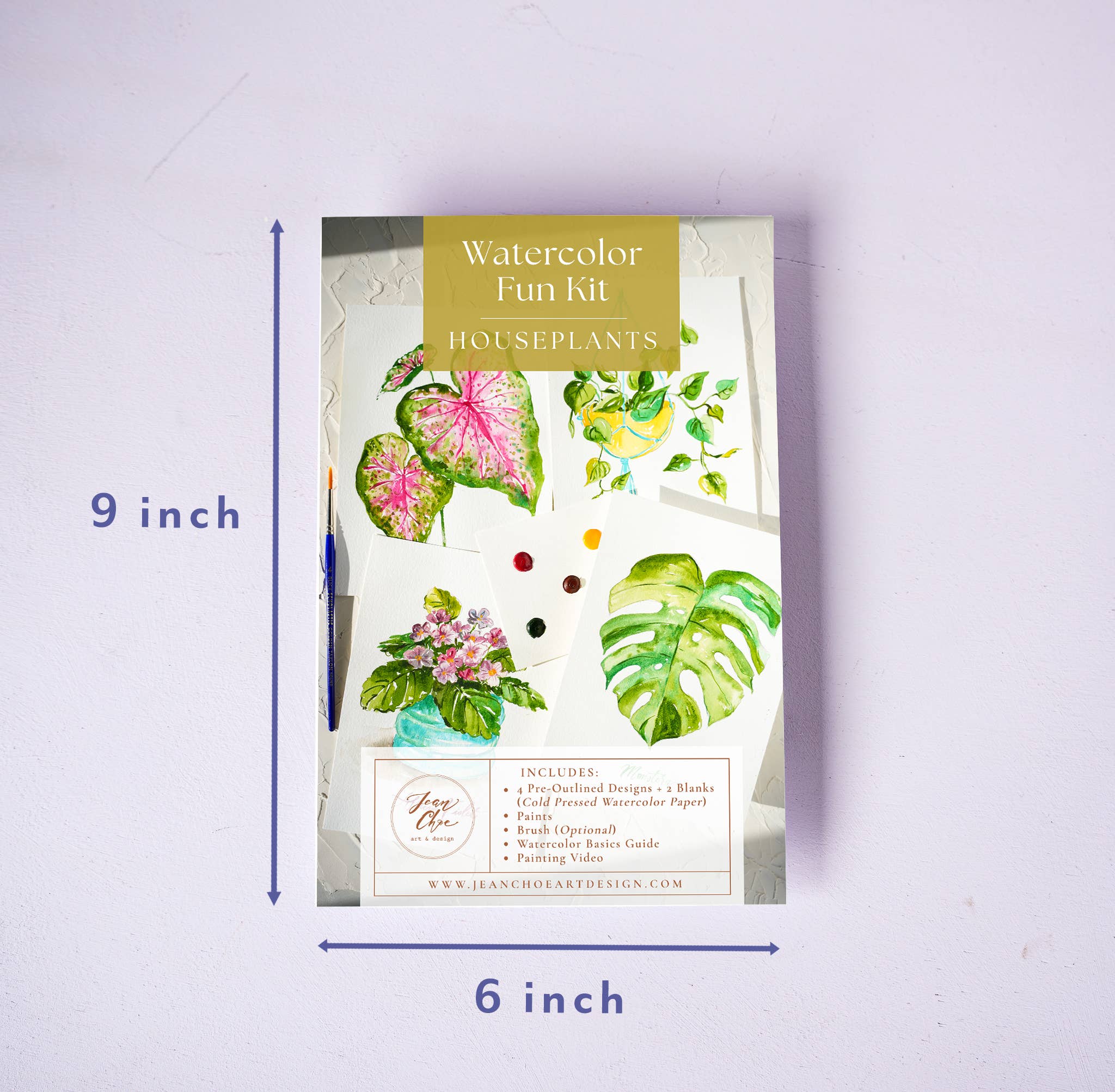 Houseplants Watercolor Painting Kit with Paint & Brush