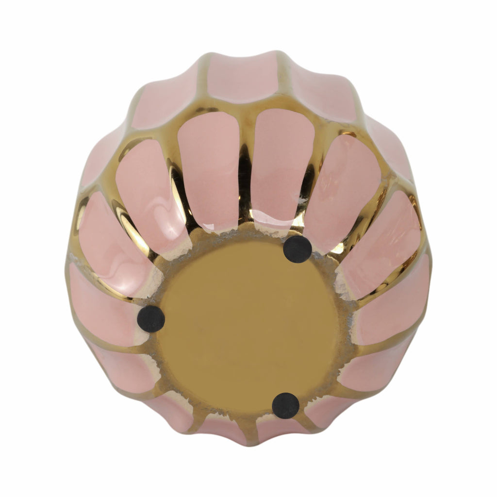 Pink Ceramic Striped Blush Vase - 8 in.