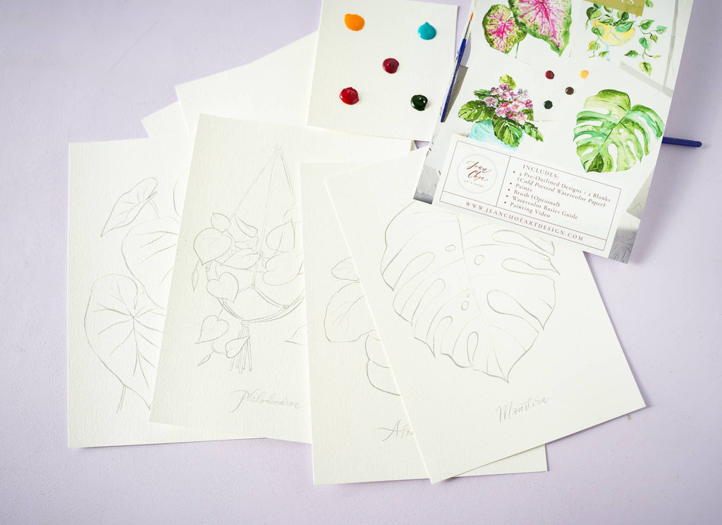 Houseplants Watercolor Painting Kit with Paint & Brush