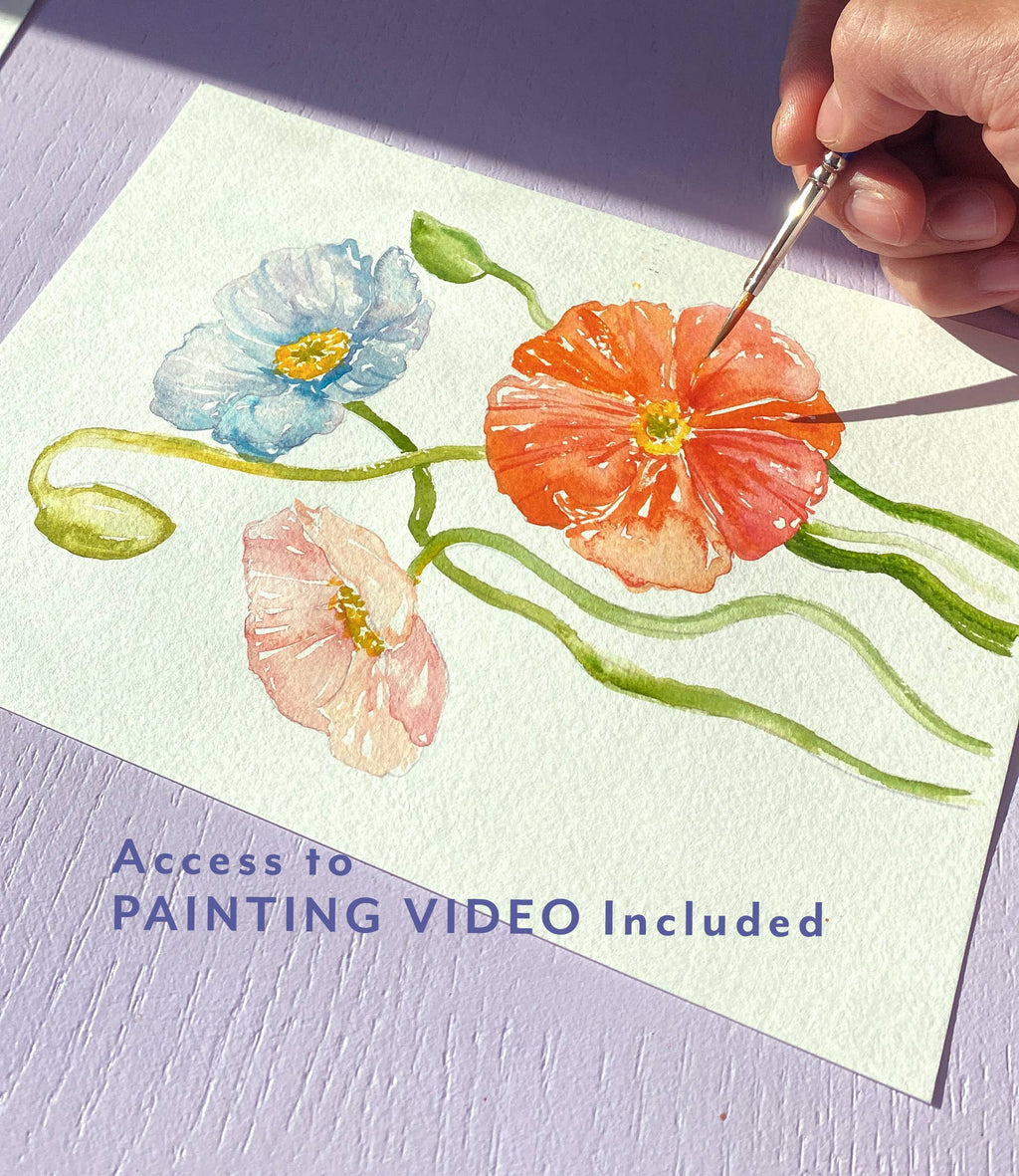 Florals Watercolor Painting Kit with Outlined Pages