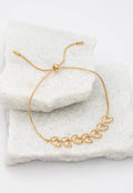 Crystal Vine Zircon and Gold Bracelet - 14K Gold Plated Leaf Bracelet Adjustable