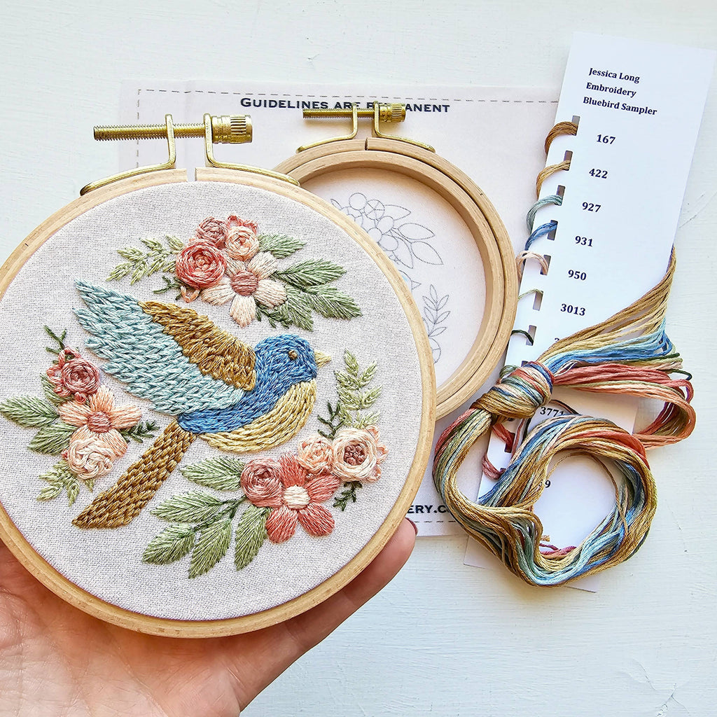 Bluebird Sampler beginner hand embroidery kit
