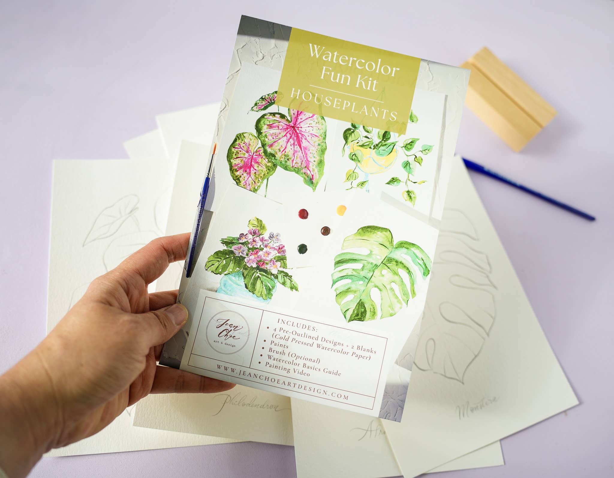 Houseplants Watercolor Painting Kit with Paint & Brush
