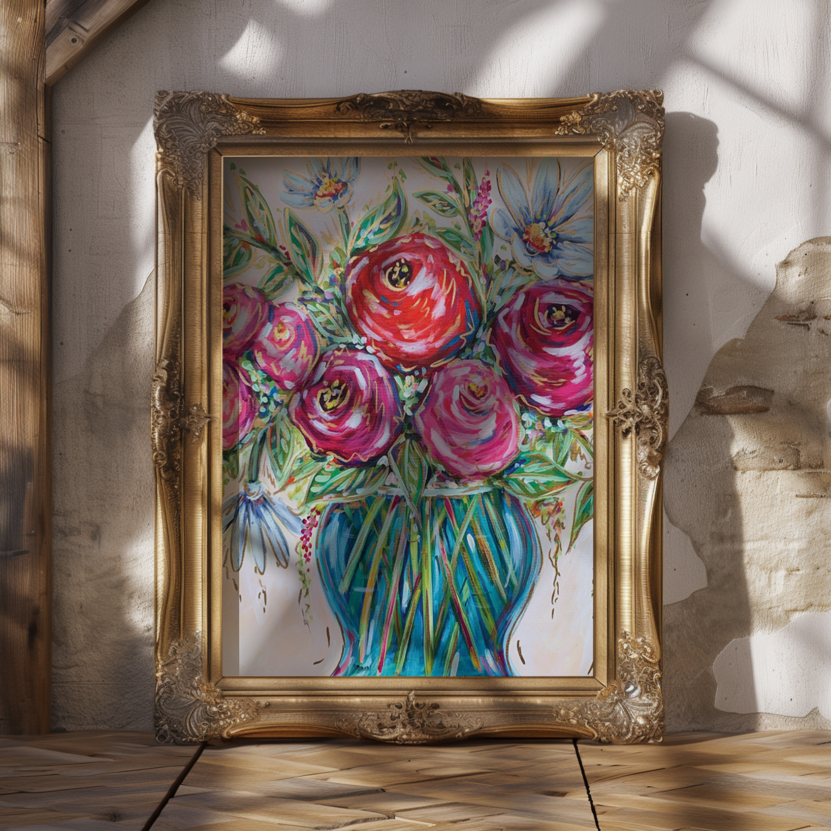 Floral Art Print, Preppy Art, Dopamine Decor, Trendy Colorful Wall Poster, Maximalist Eclectic