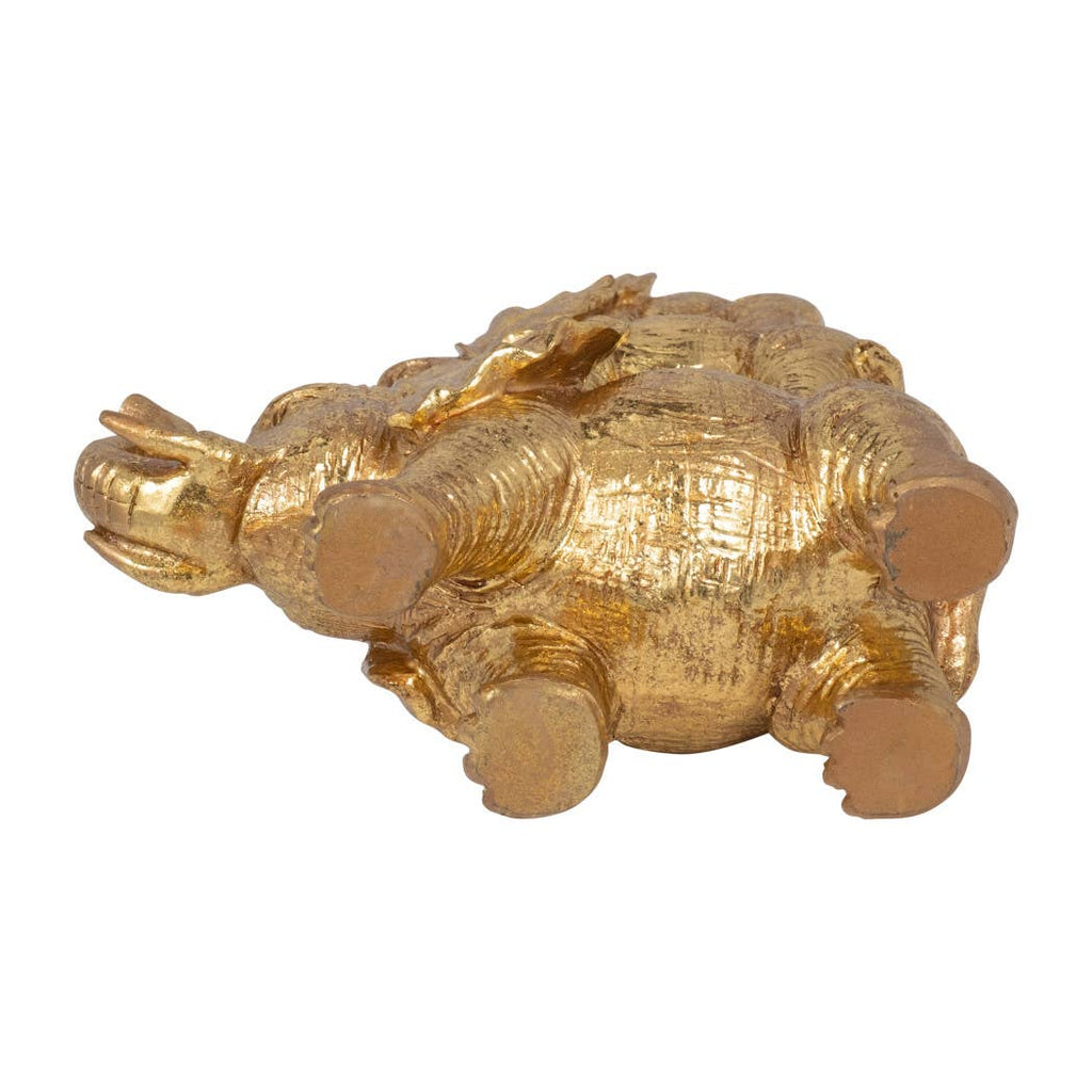 Stacked Raised Trunk Elephants Figurine - Gold, 10 in.