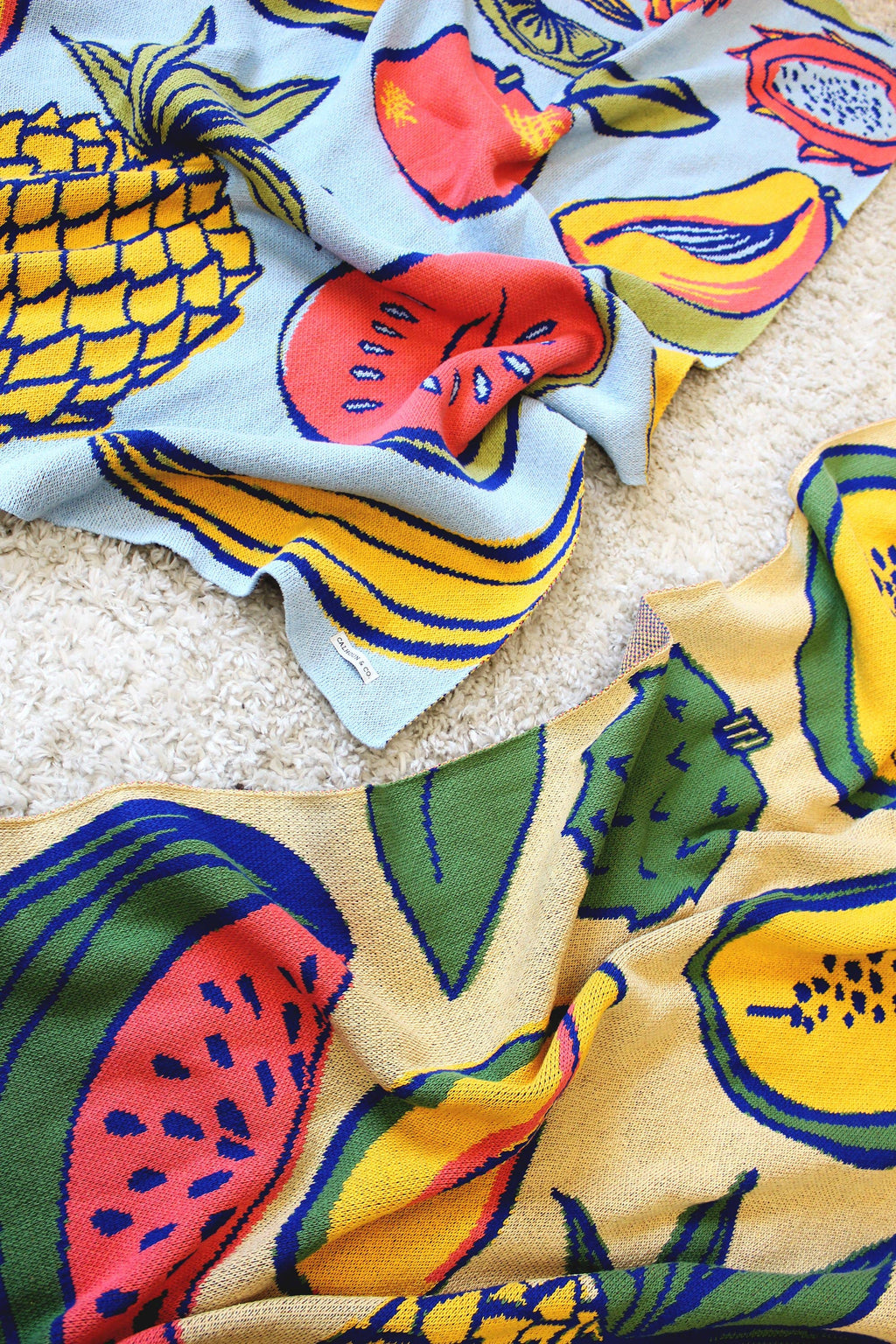 TROPICAL FRUIT SALAD KNIT BLANKET