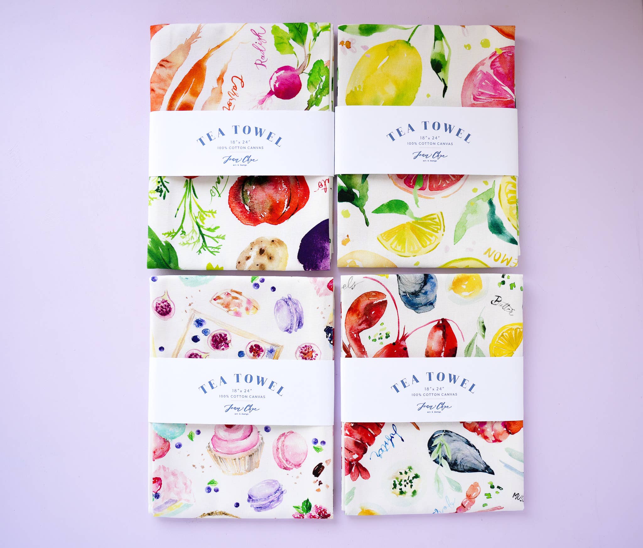 Citrus Party Tea Towel. Lemon Fruit Watercolor Kitchen Towel