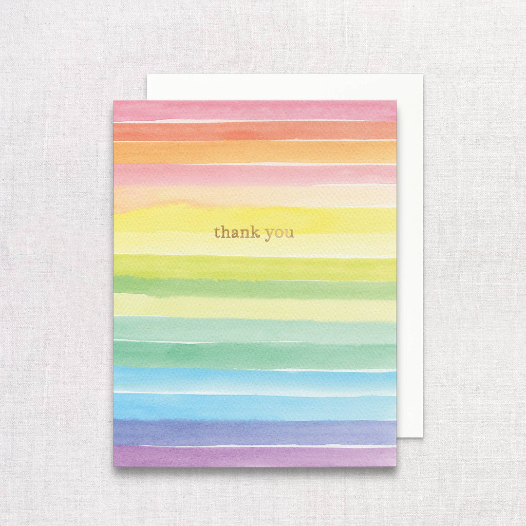 Colorful Stripes Thank You Card | Gold Foil Thank You Card