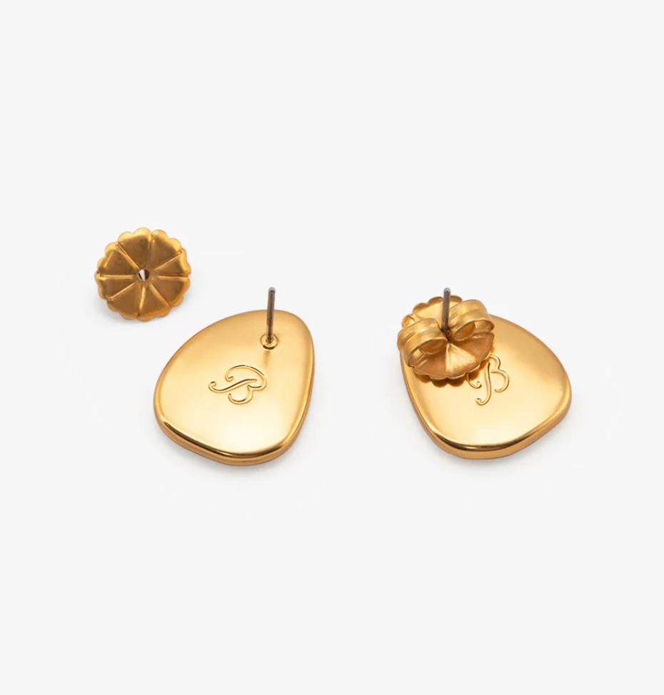 24 karat gold plated stud earring back on a white background