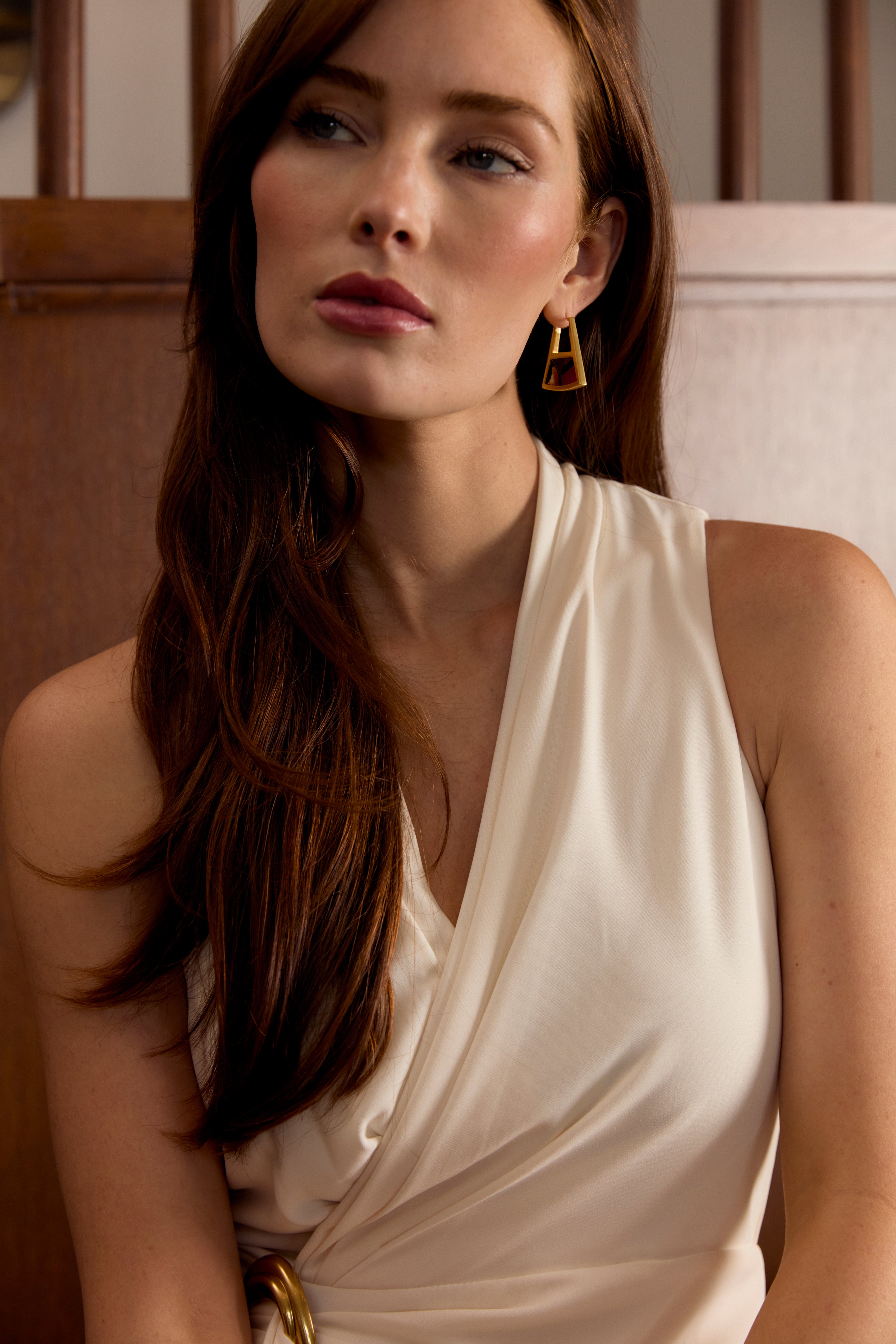 Ava Double Sided Triangle Hoop