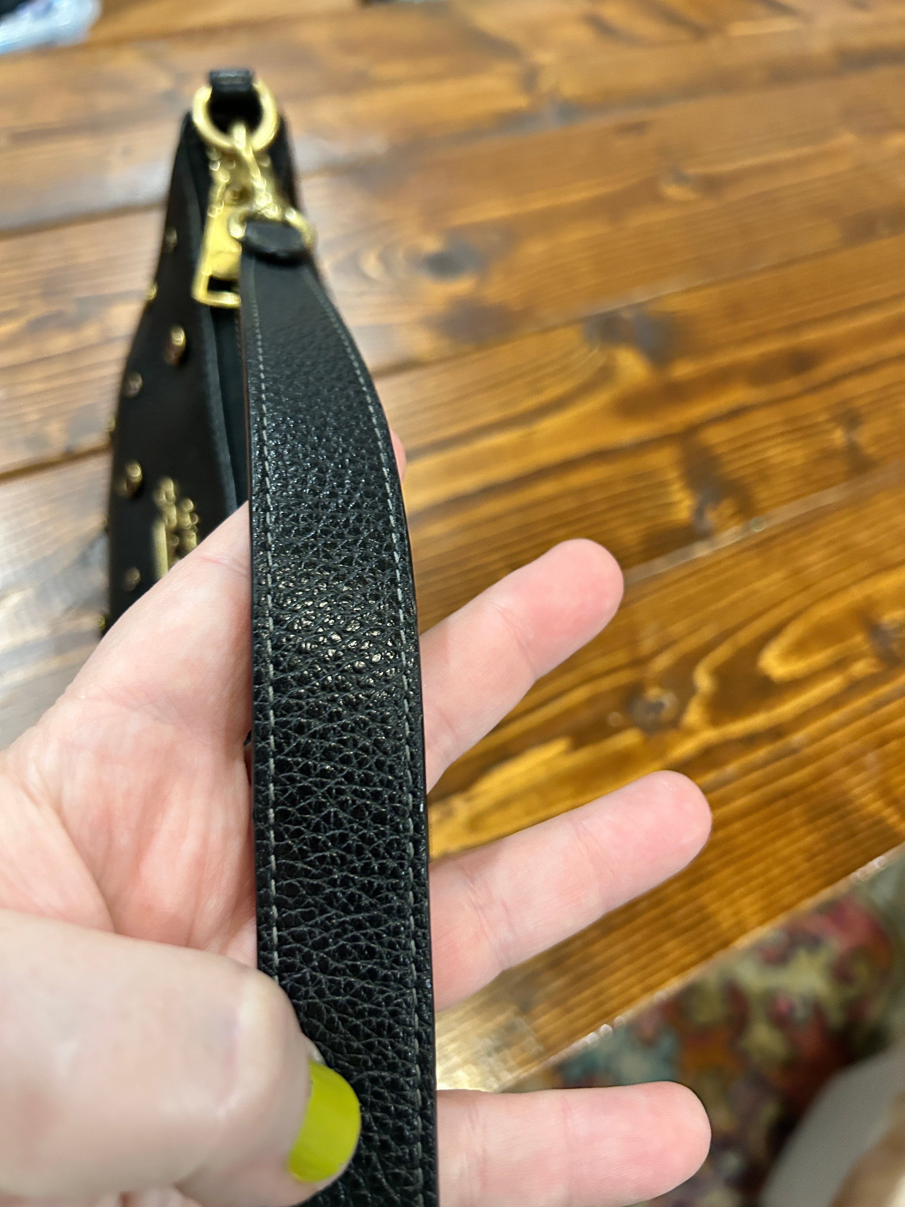 COACH Teri Shoulder Bag With Crystal CAL48 Black Leather (pre-loved) Like New
