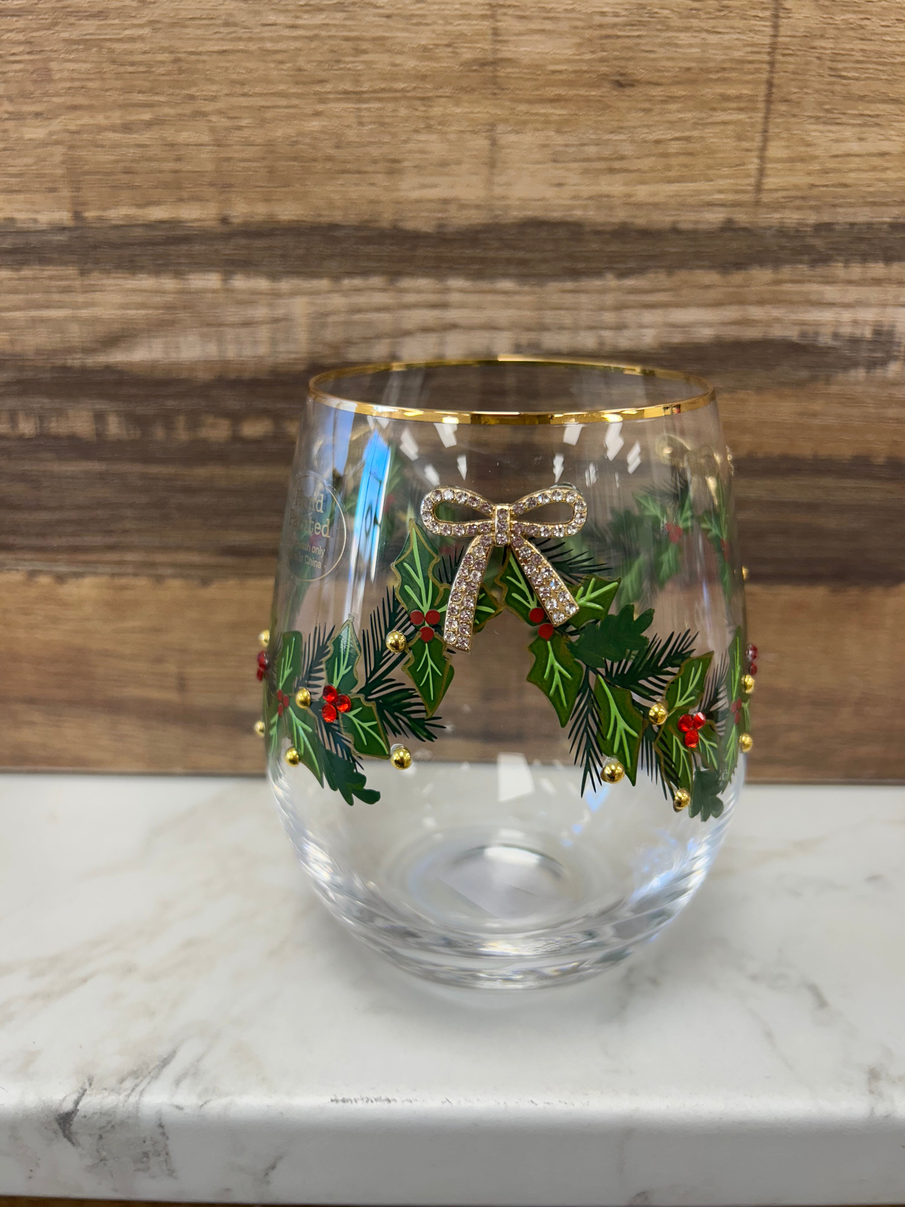 Christmas Cheer Stemless Wine Glass