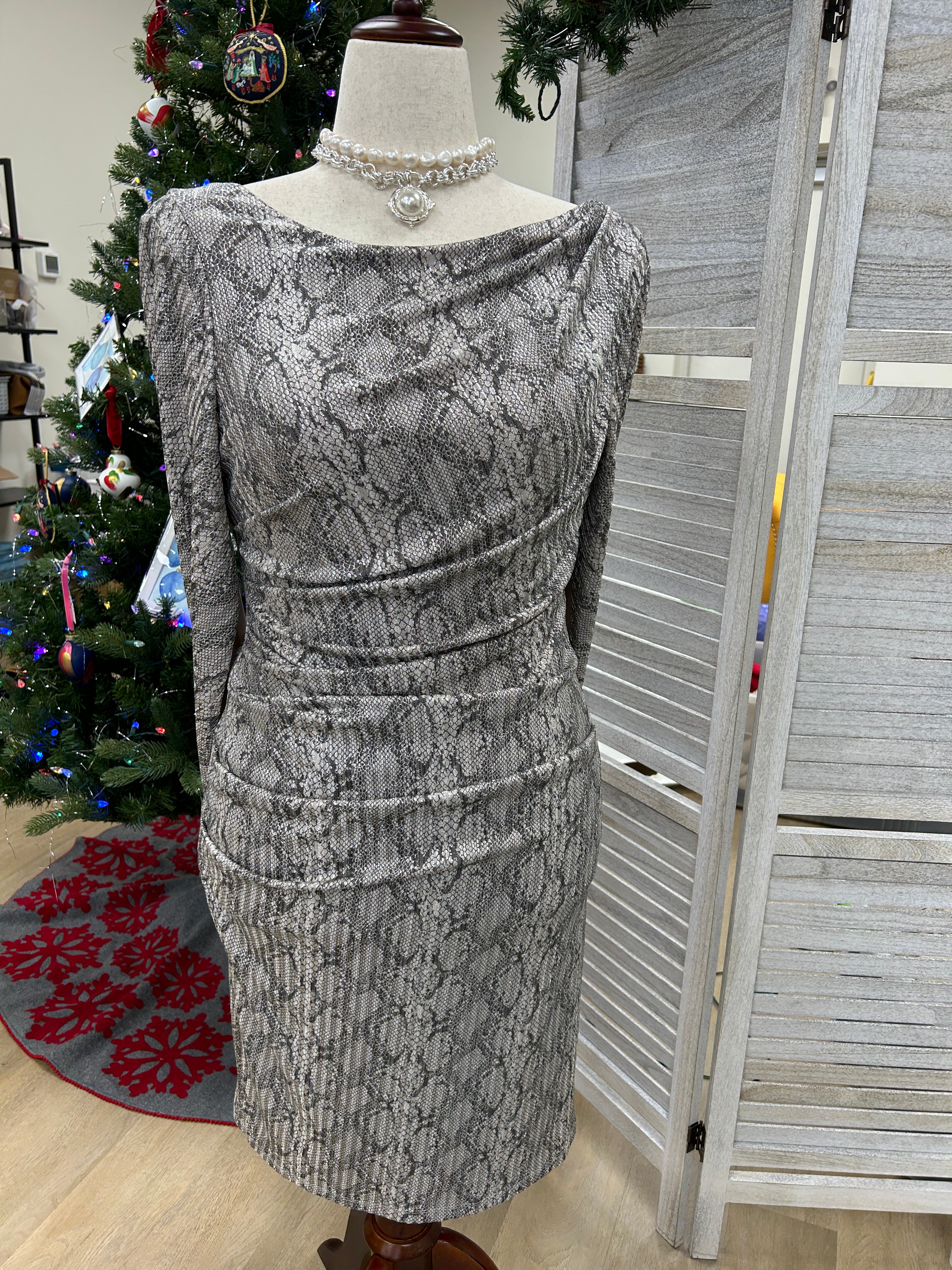 R&M Richards draped Snake skin dress