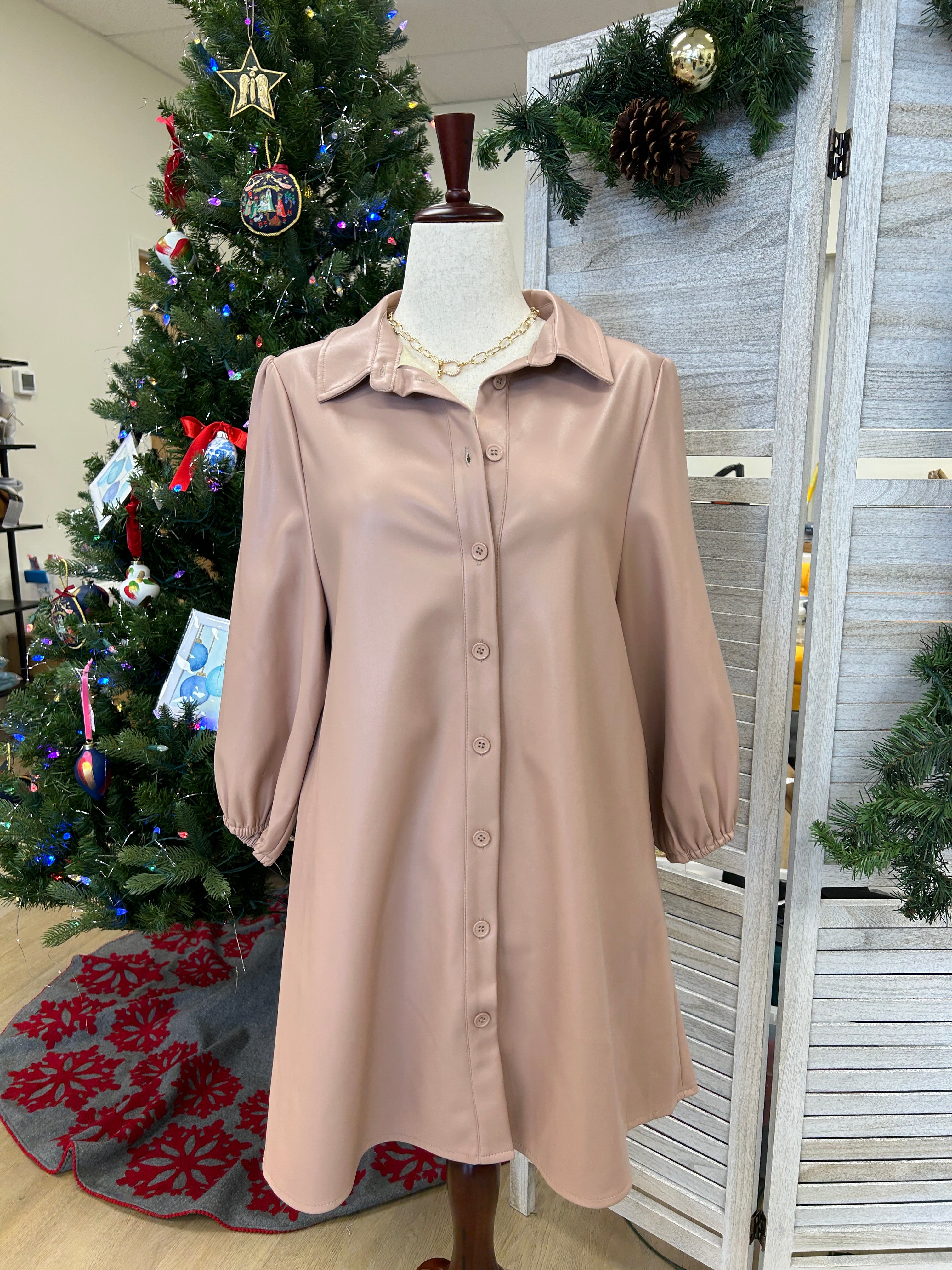 Dolce Cabo pink vegan leather dress