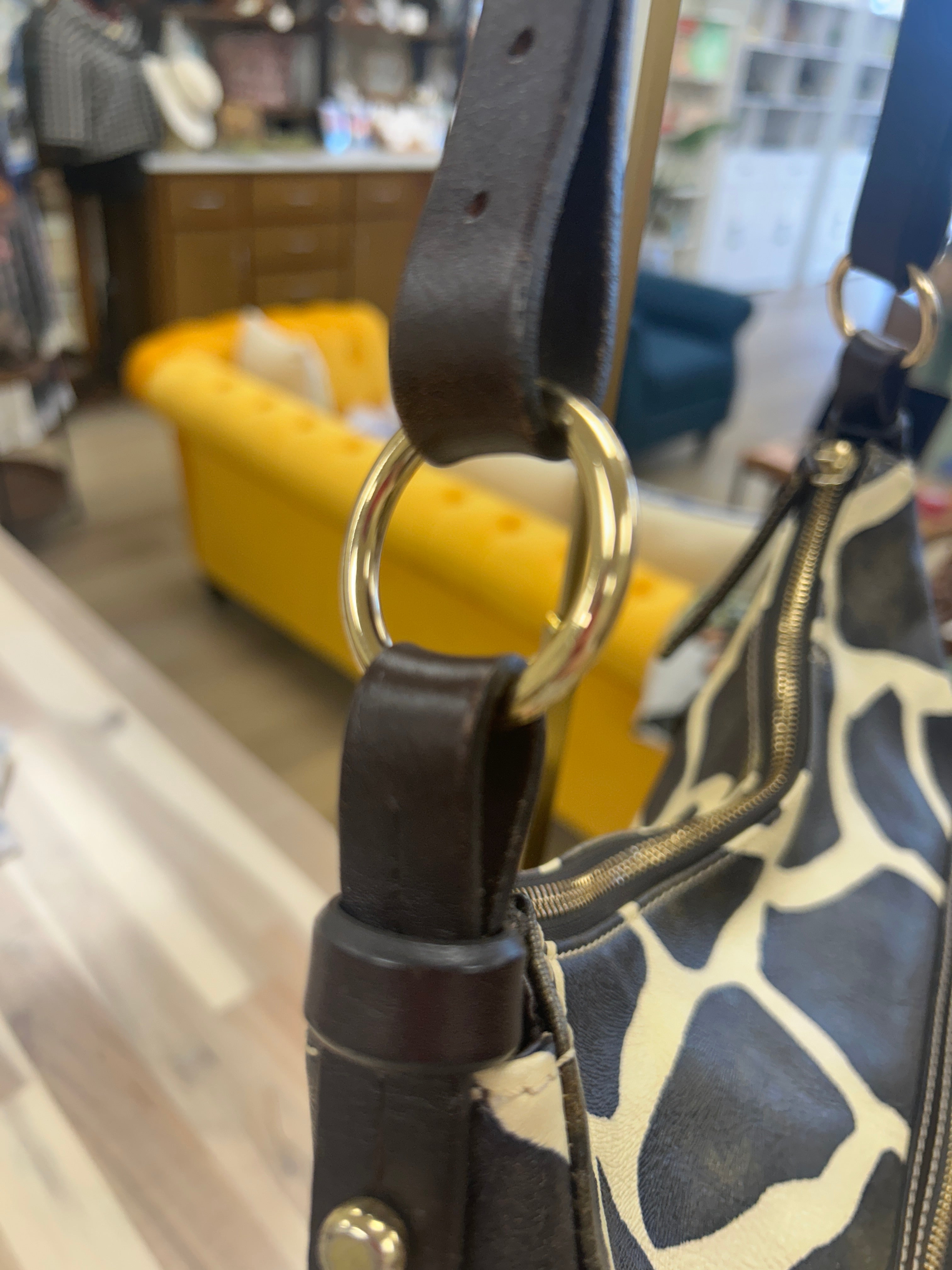 (Vintage) Dooney & Bourke Leather Giraffe pattern hobo bag and matching wallet