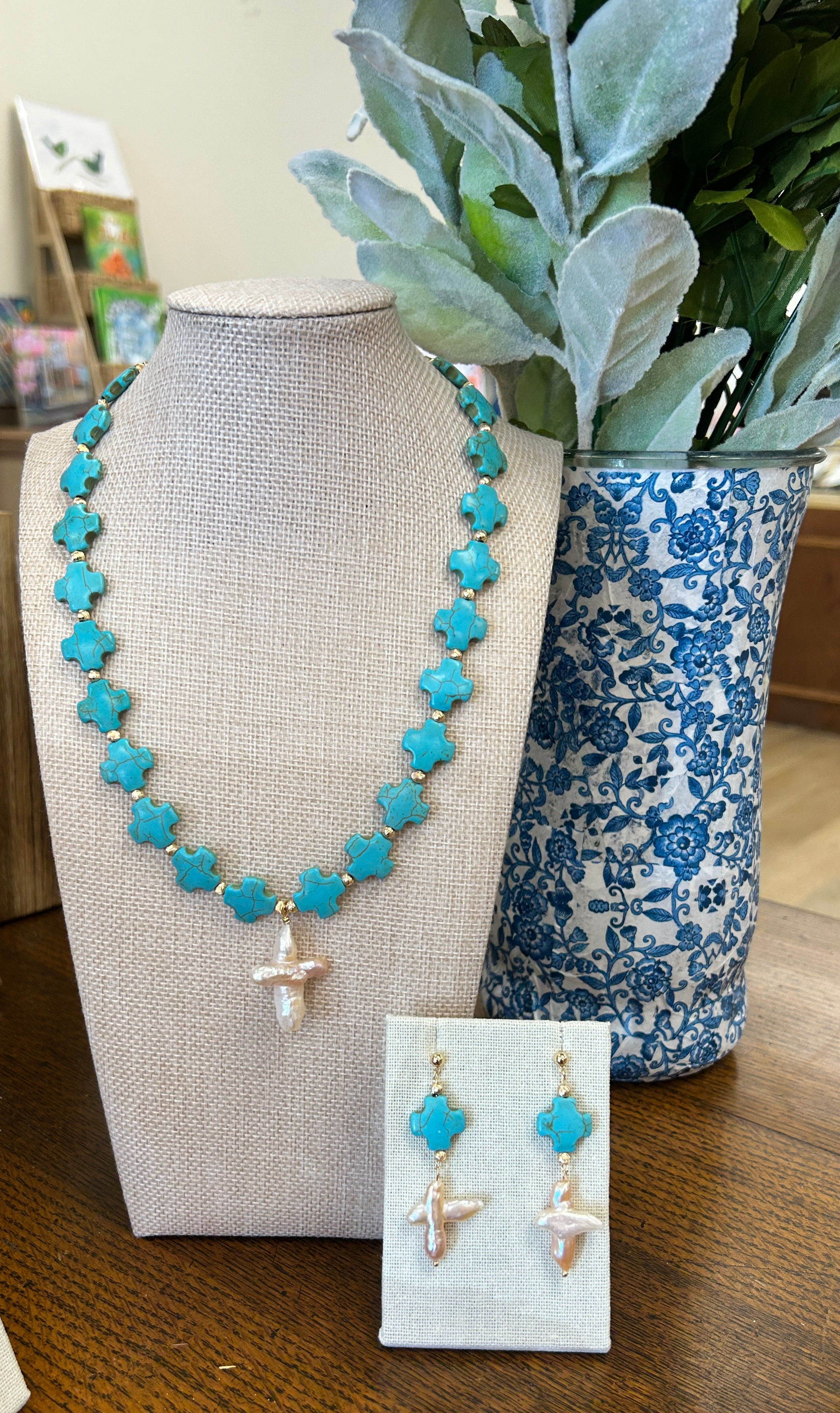 Pearl Cross Earrings| Juniper Skies