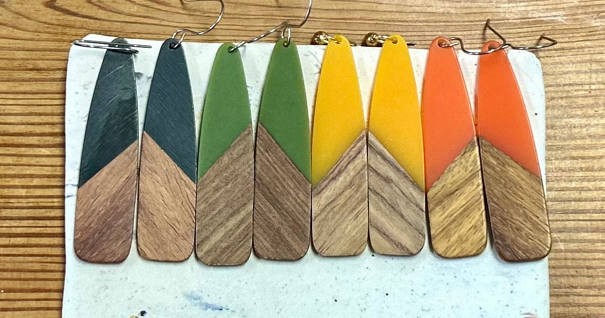 Handmade Earrings - Wood and Acrylic Design-Unique Artisan Jewelry | Juniper Skies