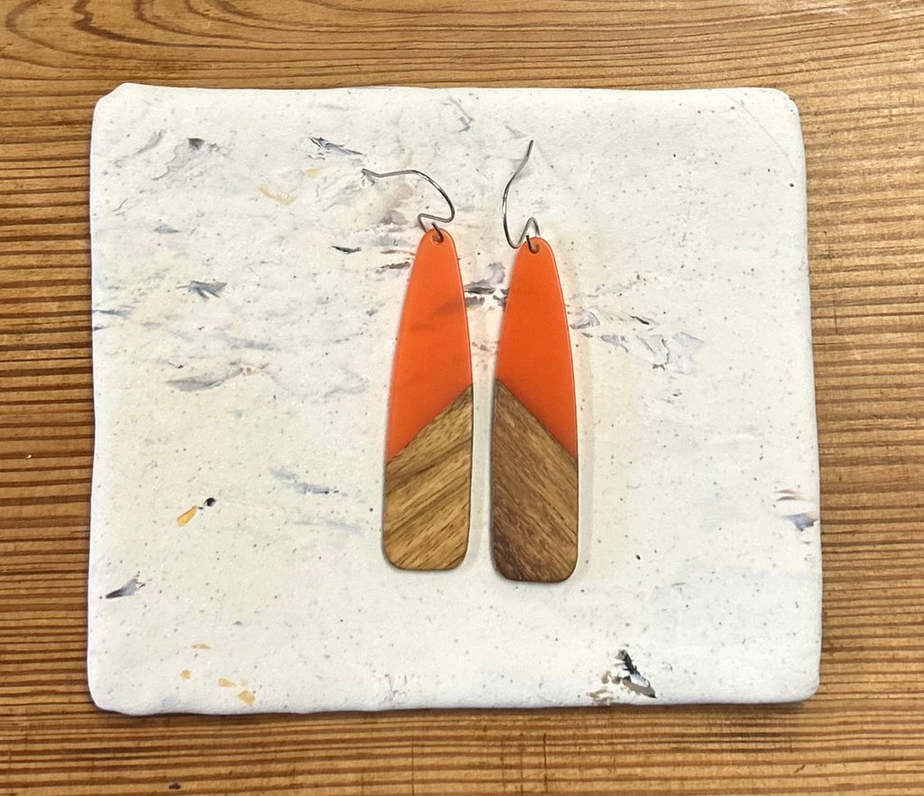Handmade Earrings - Wood and Acrylic Design-Unique Artisan Jewelry | Juniper Skies