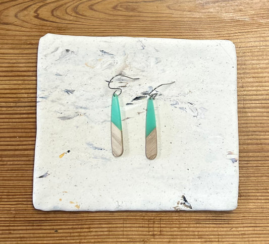 Petite Aqua Acrylic/wood earrings